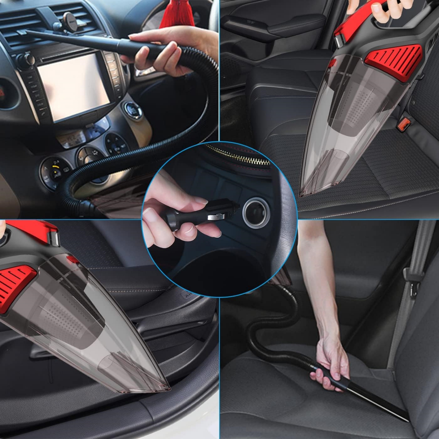 Two-Layer Filter Car Vacuum Cleaner with LED Light 7500PA 12V 16.4FT Cable Portable Handheld Car Vacuum Cleaner Wet and Dry Use Auto Vacuum Cleaner