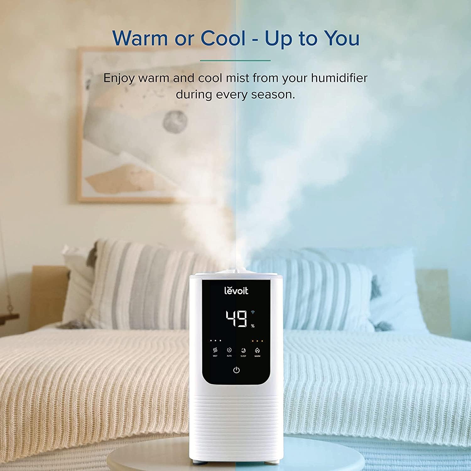LEVOIT Humidifier for Bedroom Large Room, OasisMist Smart Cool and Warm Mist, Auto Customized Humidity, Ultrasonic Top Fill Oil Diffuser for Baby and