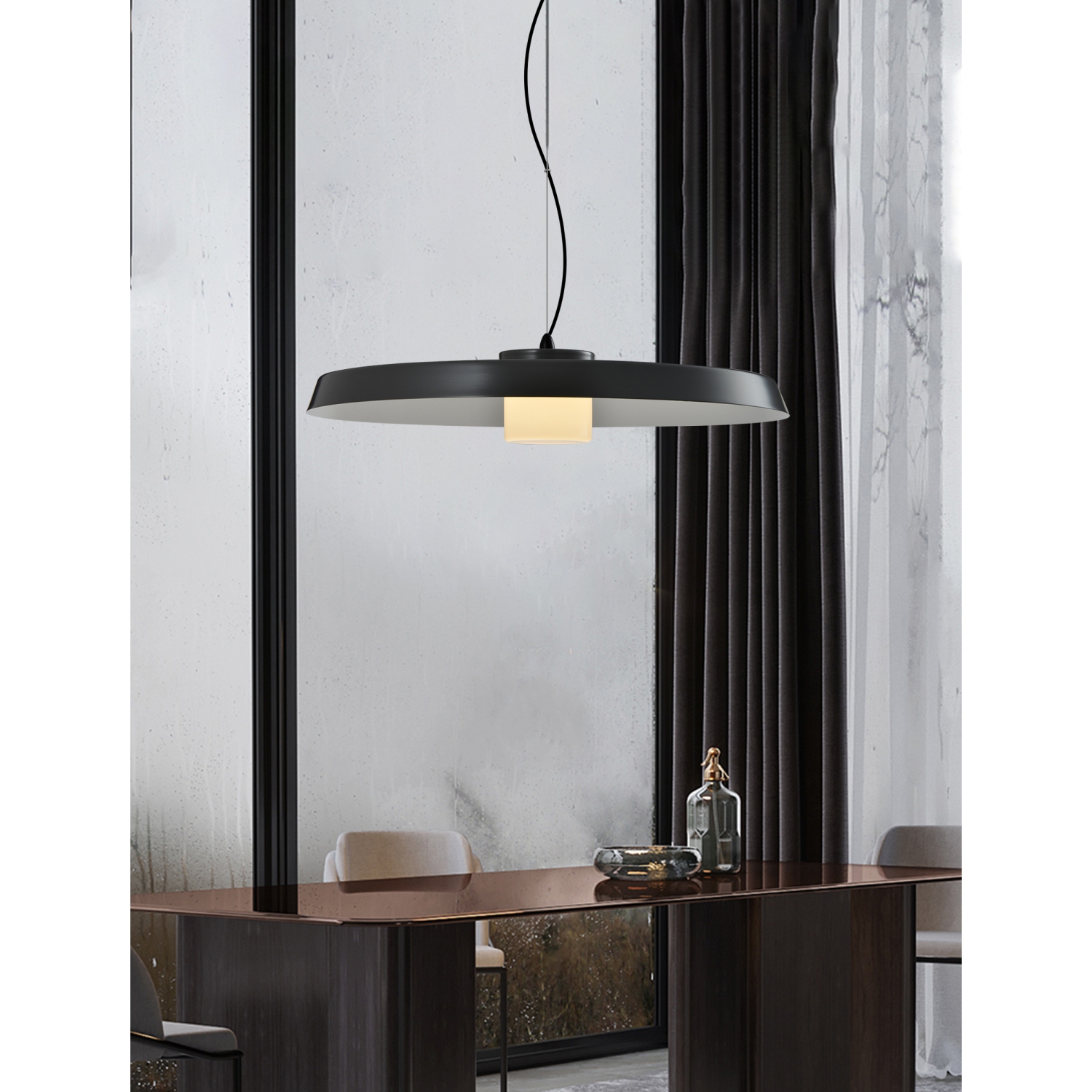 BAZZ Zaza Single Pendant Light Fixture Matt Black 9W Dimmable 800 Lumens 3000k 80+CRI, P20035BK