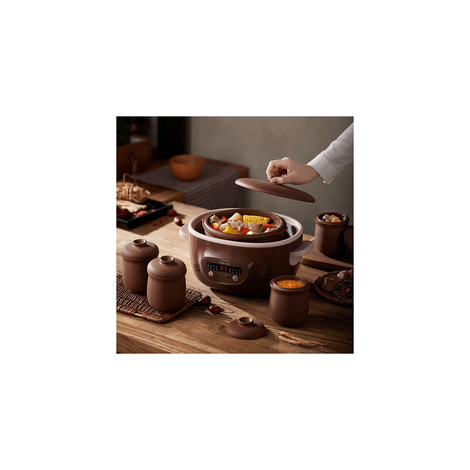 Pot à ragoût électrique BEAR Purple, marmite étanche , mijoteuse entièrement automatique, récipient intérieur céramique, 2,5&nbsp;L DDZ-C25R7