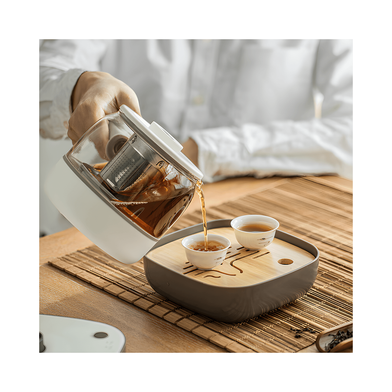 BEAR Tea Making Set, Tea Set, Electric Teapot, Cup*3, Tea Tray 0.5L ZCQ-A05S2