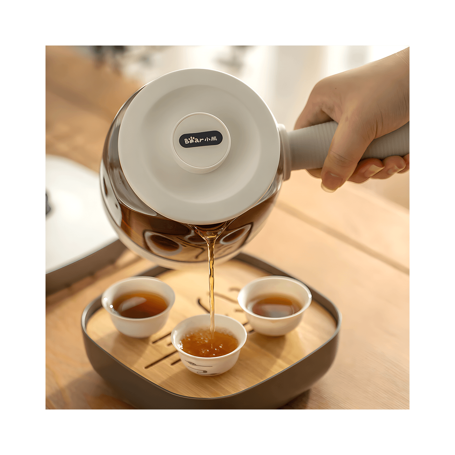 BEAR Tea Making Set, Tea Set, Electric Teapot, Cup*3, Tea Tray 0.5L ZCQ-A05S2