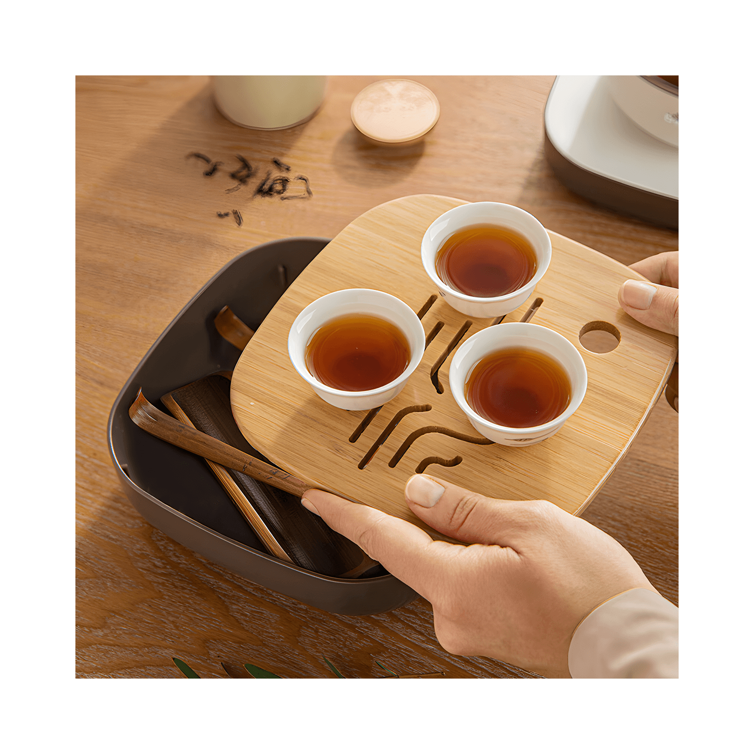 BEAR Tea Making Set, Tea Set, Electric Teapot, Cup*3, Tea Tray 0.5L ZCQ-A05S2