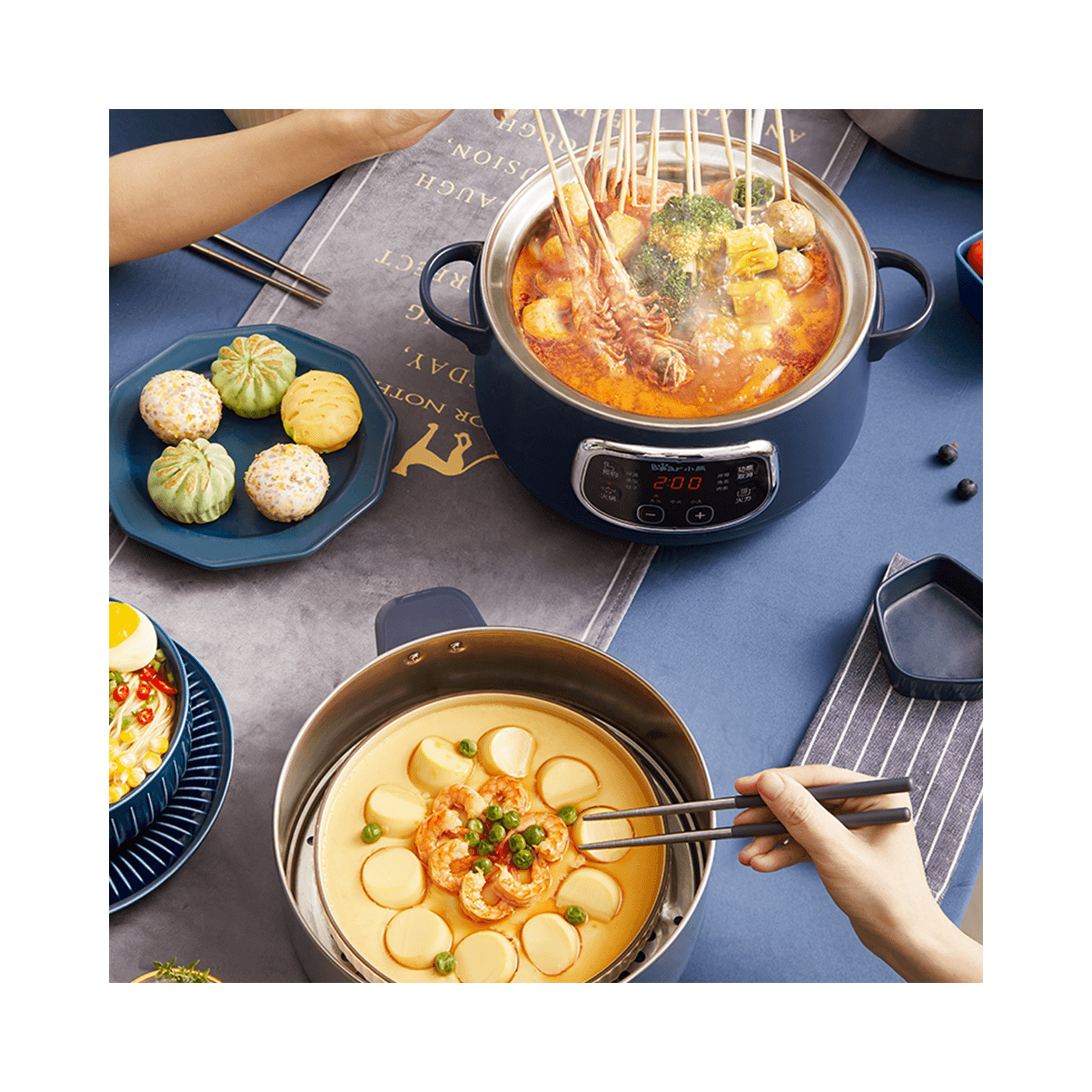 Bear 3-Tier Electric Food Steamer, Preset Timer, 24cm, 1.7L