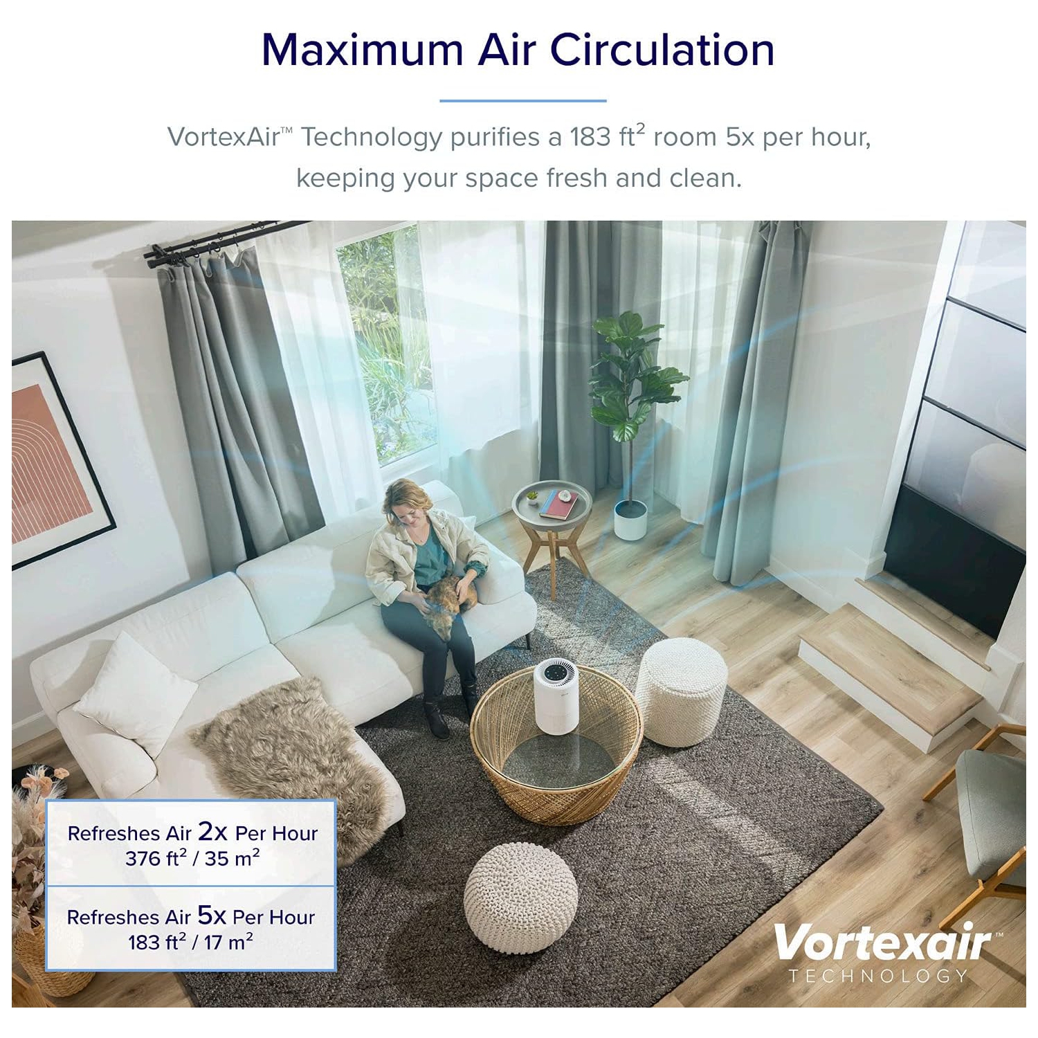 Purificateur d'air de Levoit pour chambre à coucher, Fonctionne avec Alexa, Purificateur d'air intelligent Wi-Fi Quiet pour allergies fumeurs animaux