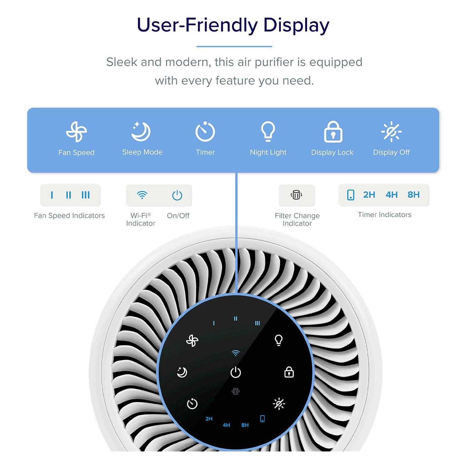 Purificateur d'air de Levoit pour chambre à coucher, Fonctionne avec Alexa, Purificateur d'air intelligent Wi-Fi Quiet pour allergies fumeurs animaux