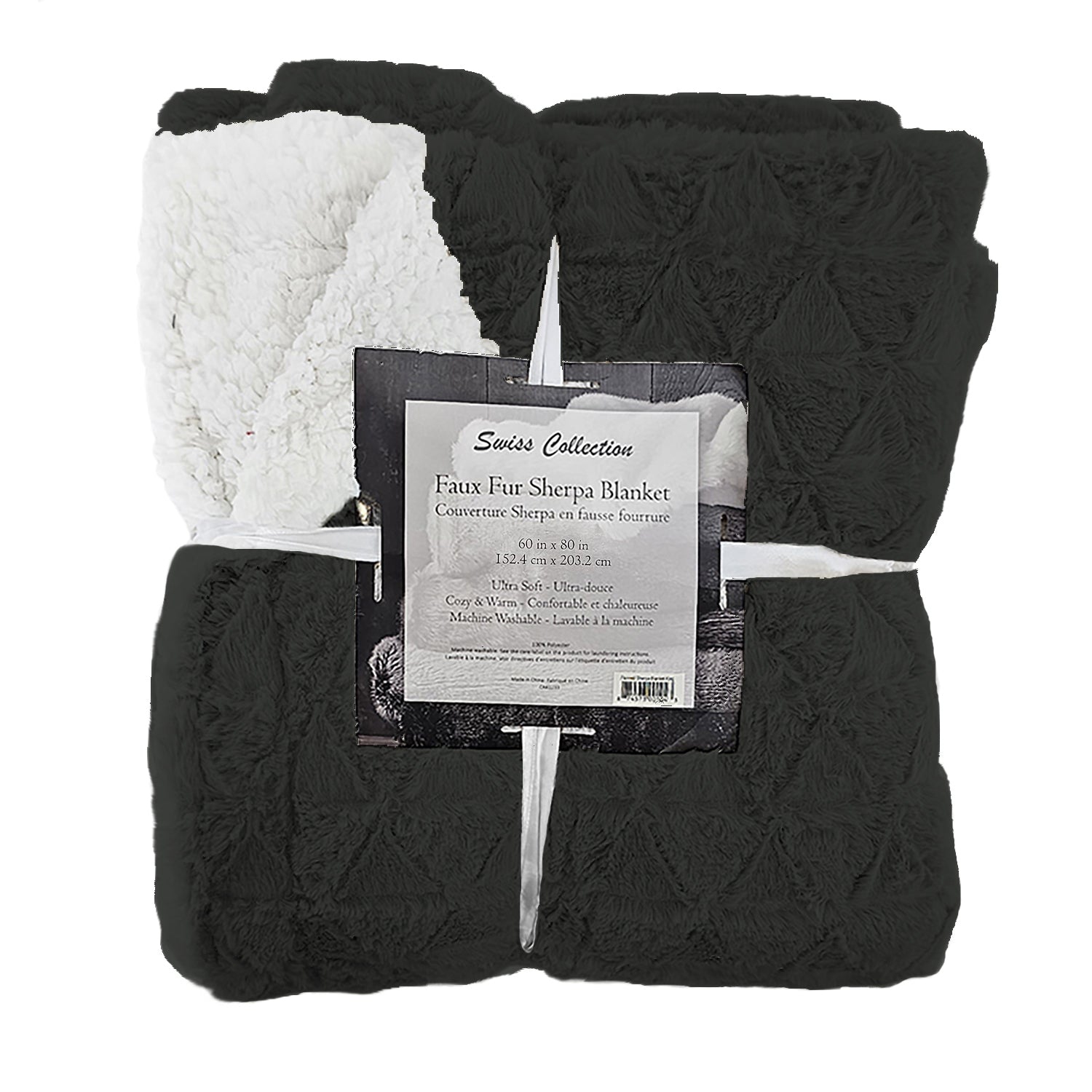 Cotton House - Ultra-Soft Faux Fur Sherpa Blanket, Twin Size, Dark Grey