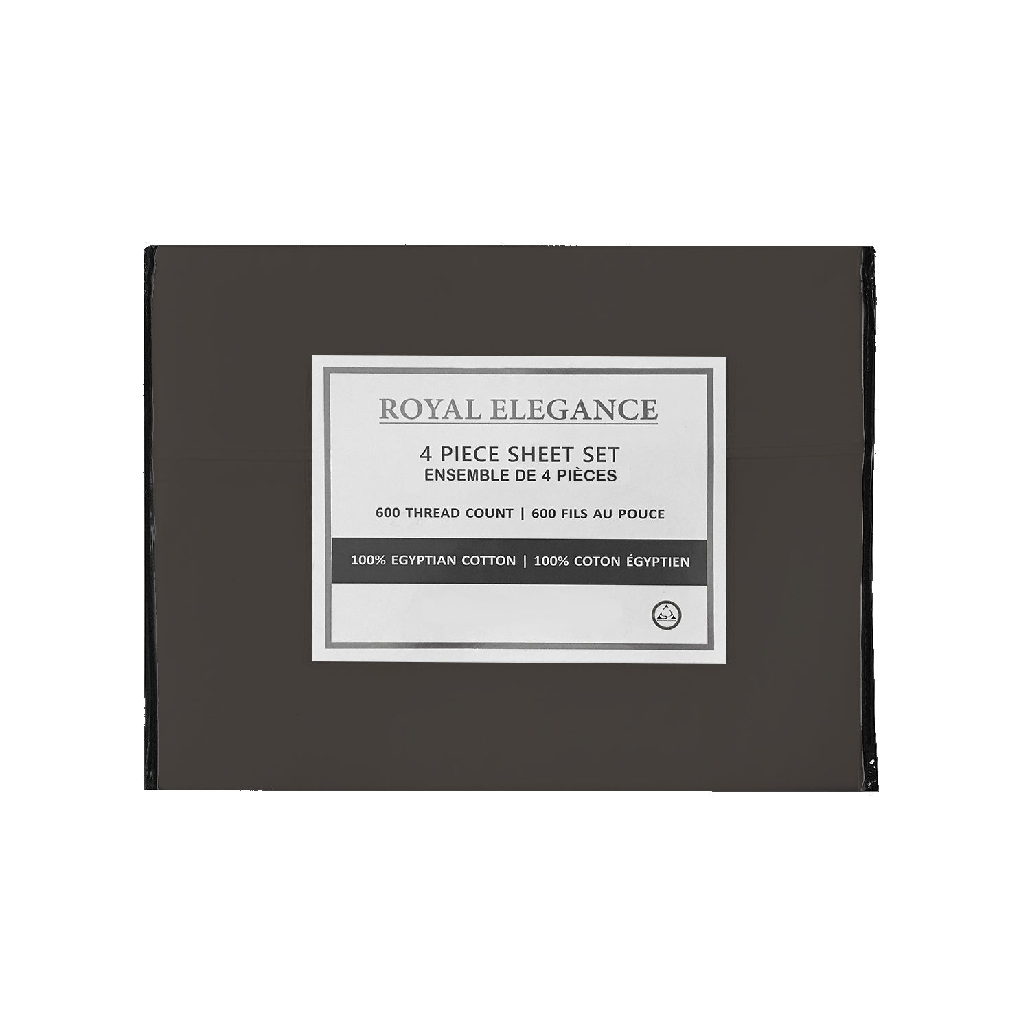 Coton House - Ensemble de draps 100 % coton égyptien, contexture de 600, grand lit, gris foncé