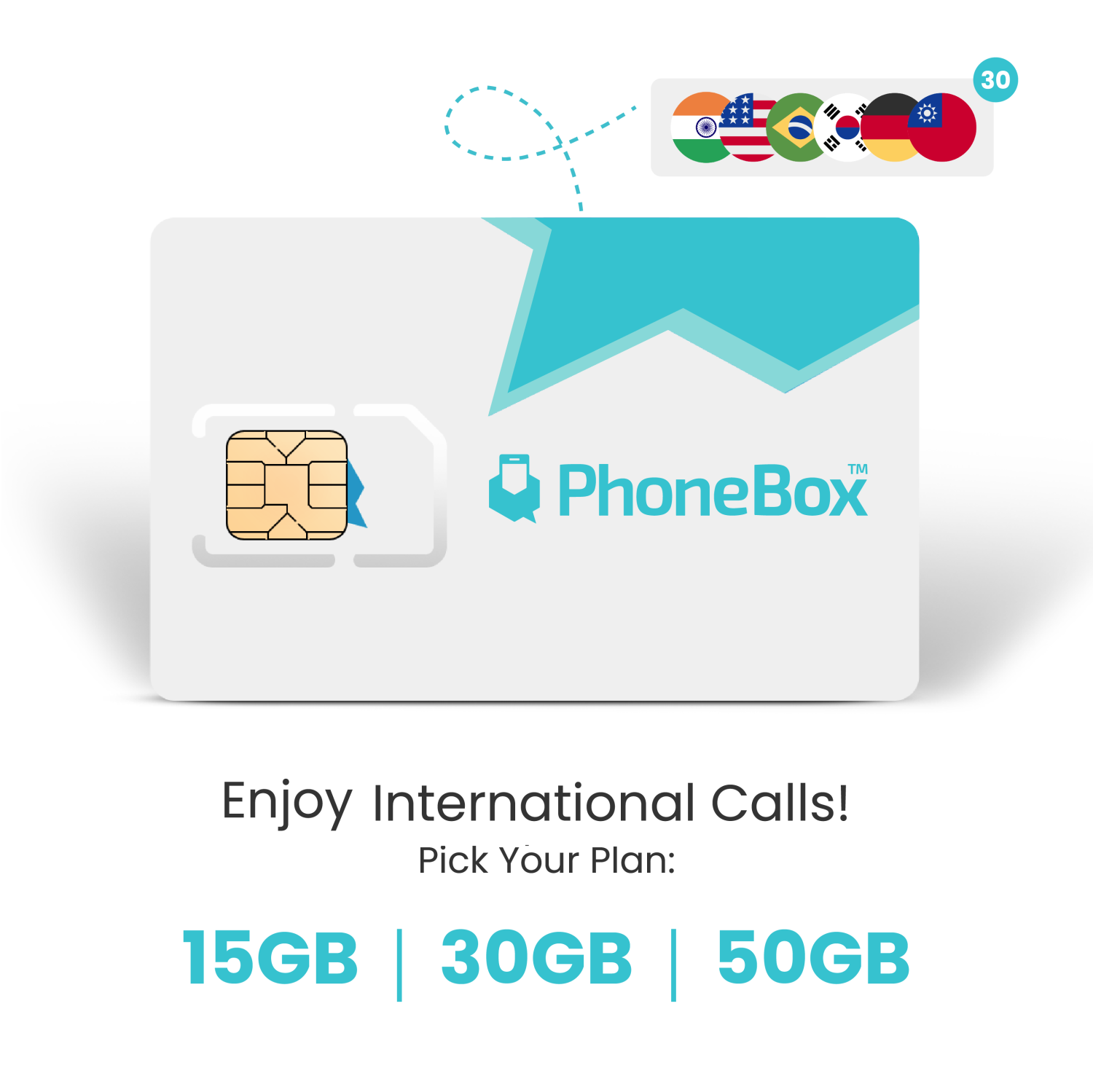 Carte SIM mensuelle de PhoneBox Canada avec appels internationaux! | Choisissez parmi 7&nbsp;Go, 25&nbsp;Go ou 50&nbsp;Go | aucun contrat! Forfaits