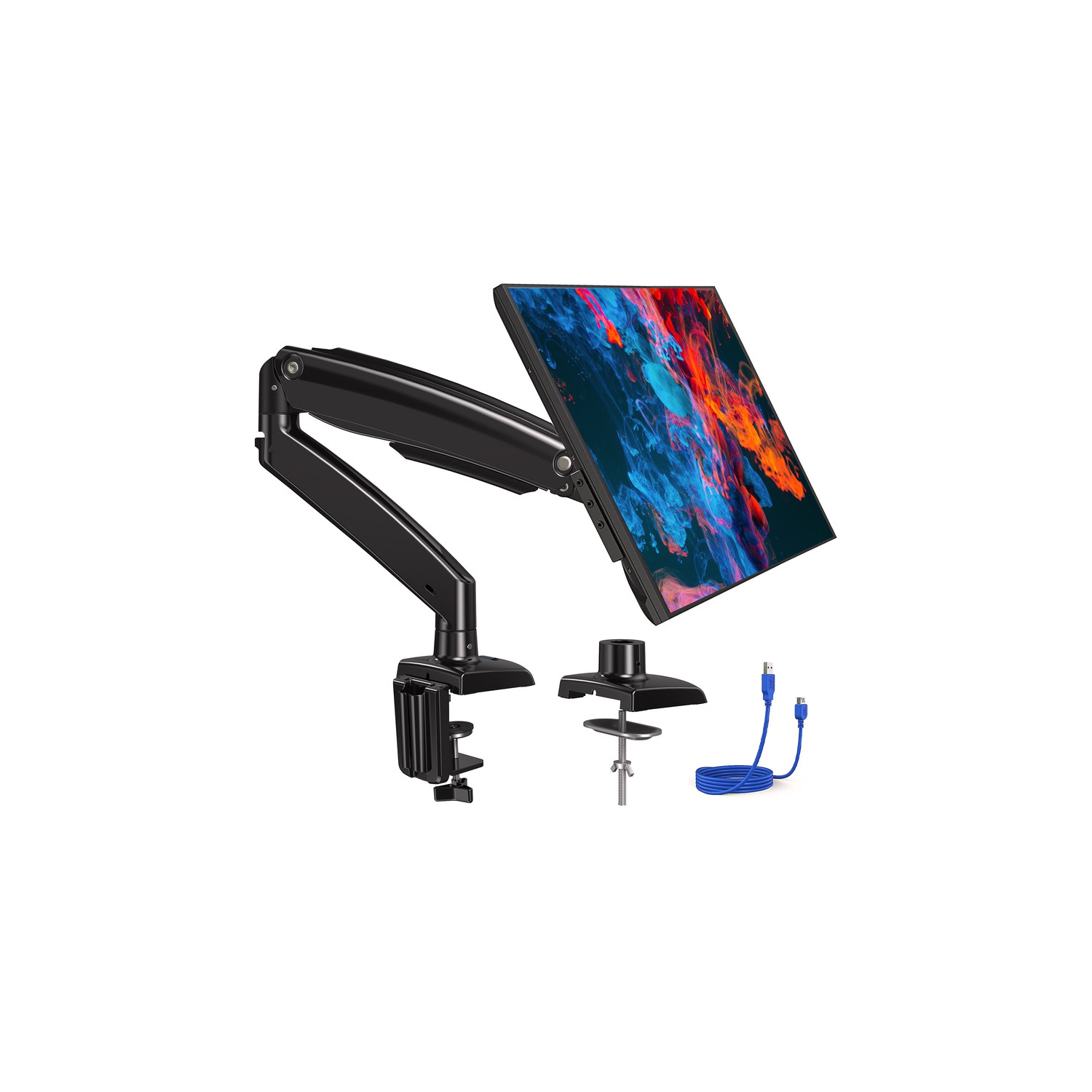 HUANUO Premium Gas Spring Monitor Arm, With Full Motion Adjustability Desk Mount Fits 22-35 Inch Screens