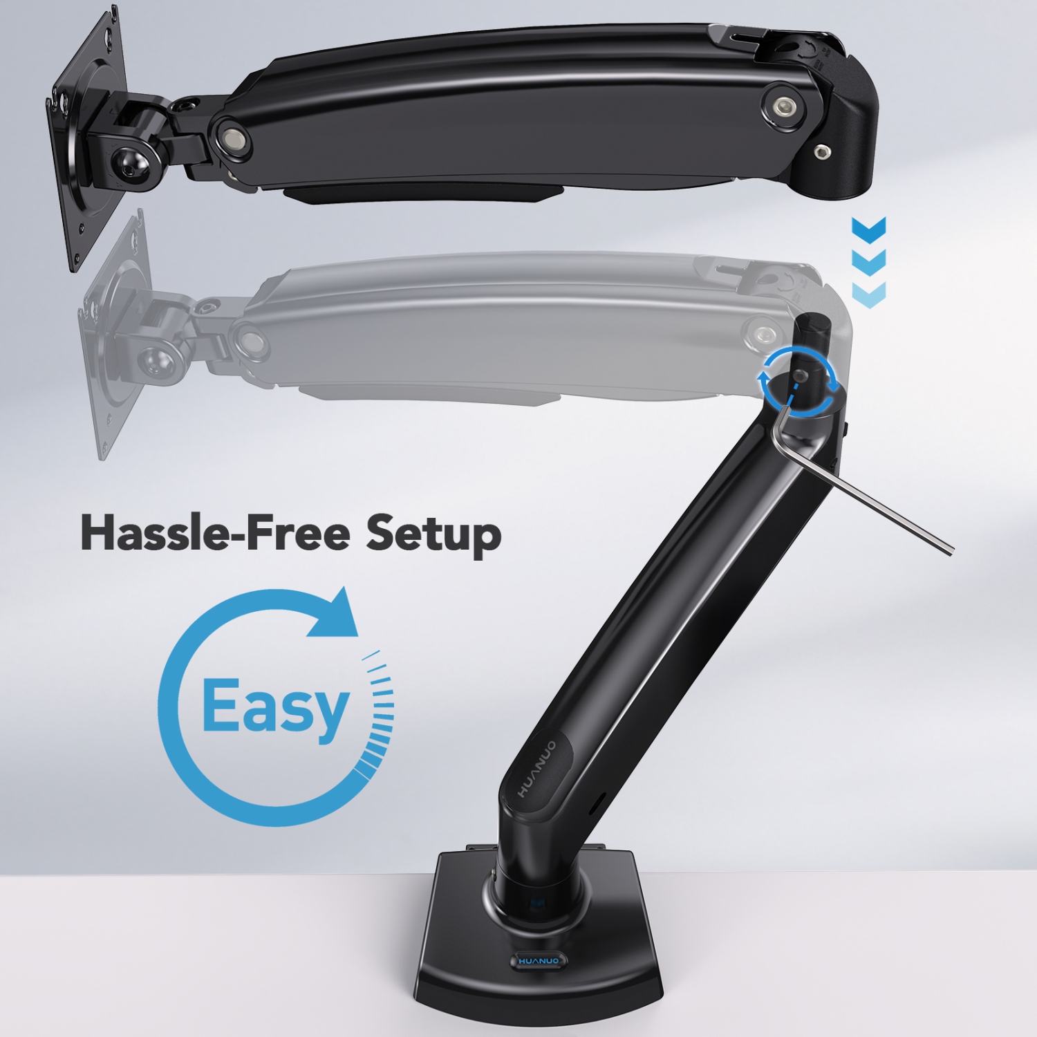 HUANUO Premium Gas Spring Monitor Arm, With Full Motion Adjustability Desk Mount Fits 22-35 Inch Screens