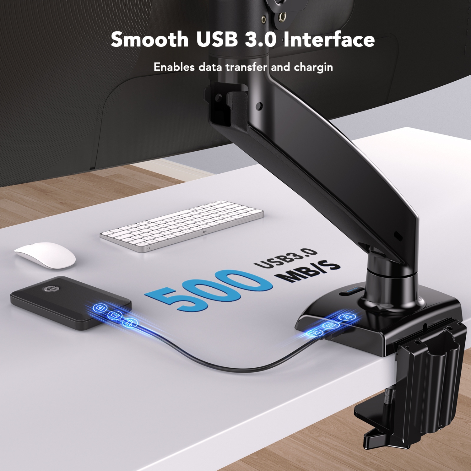 HUANUO Premium Gas Spring Monitor Arm, With Full Motion Adjustability Desk Mount Fits 22-35 Inch Screens