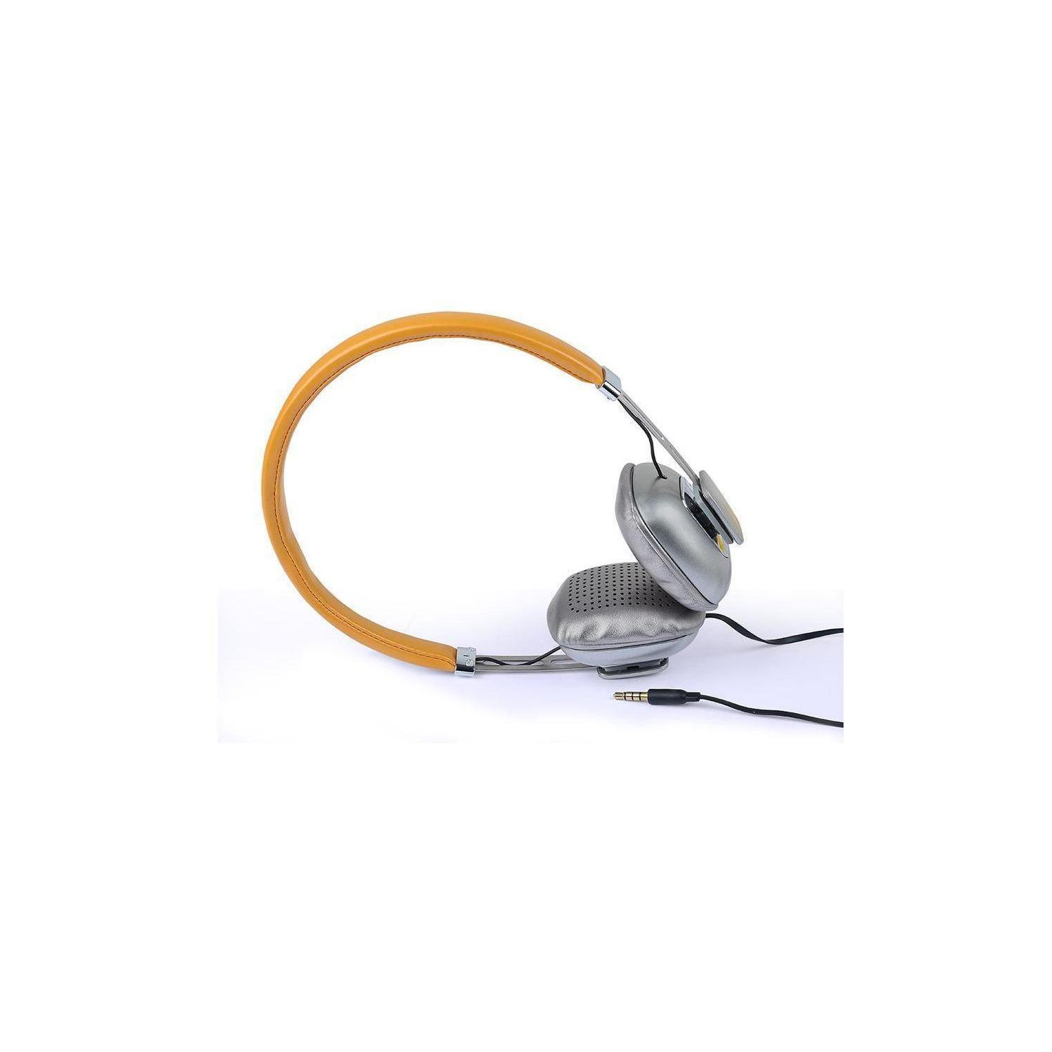[2 Pack] Stereo Headphone Steel With Mic Yellow/Silver