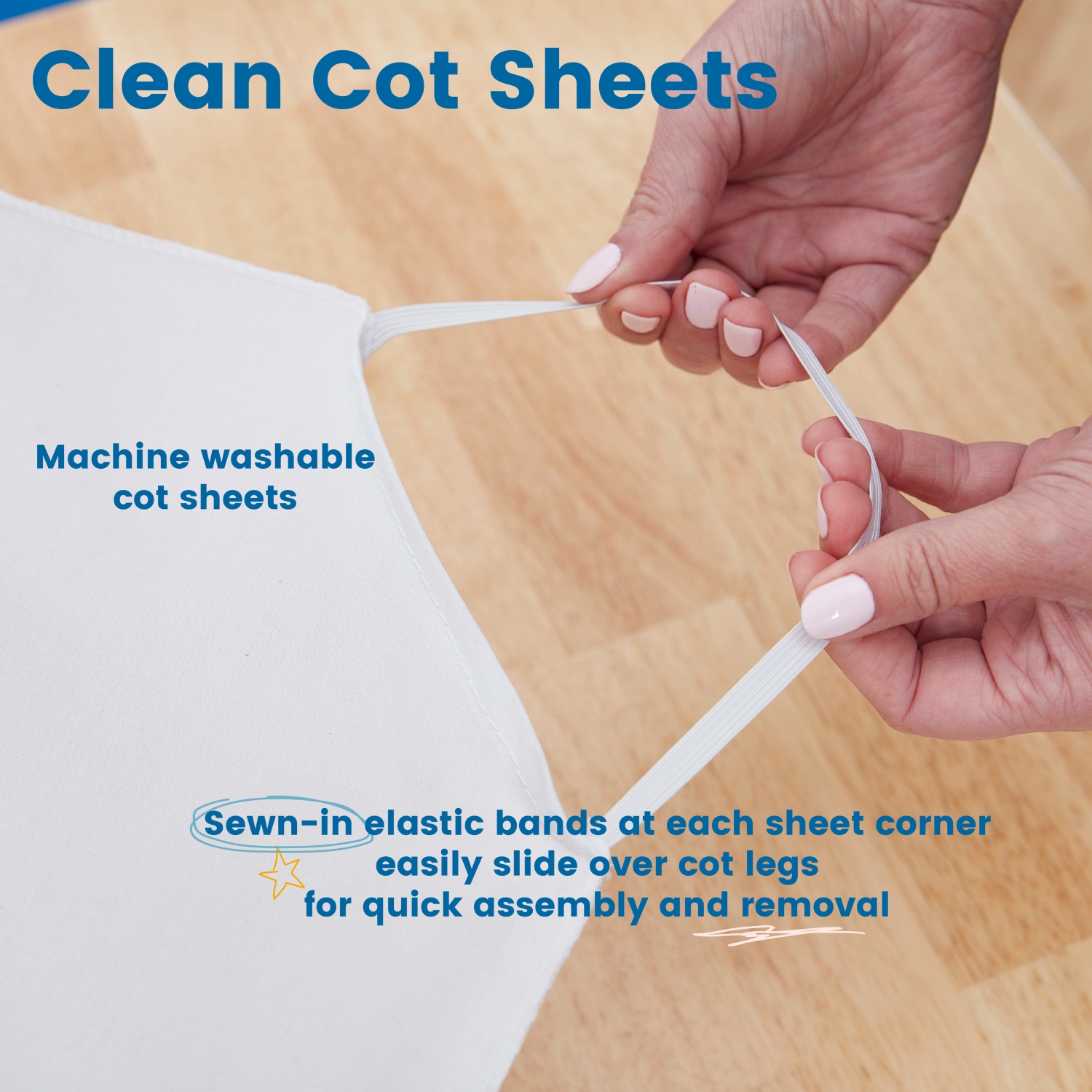 Drap pour lit pliant standard avec sangles élastiques, 52&nbsp;po x 21.75&nbsp;po, paq./12 - Blanc