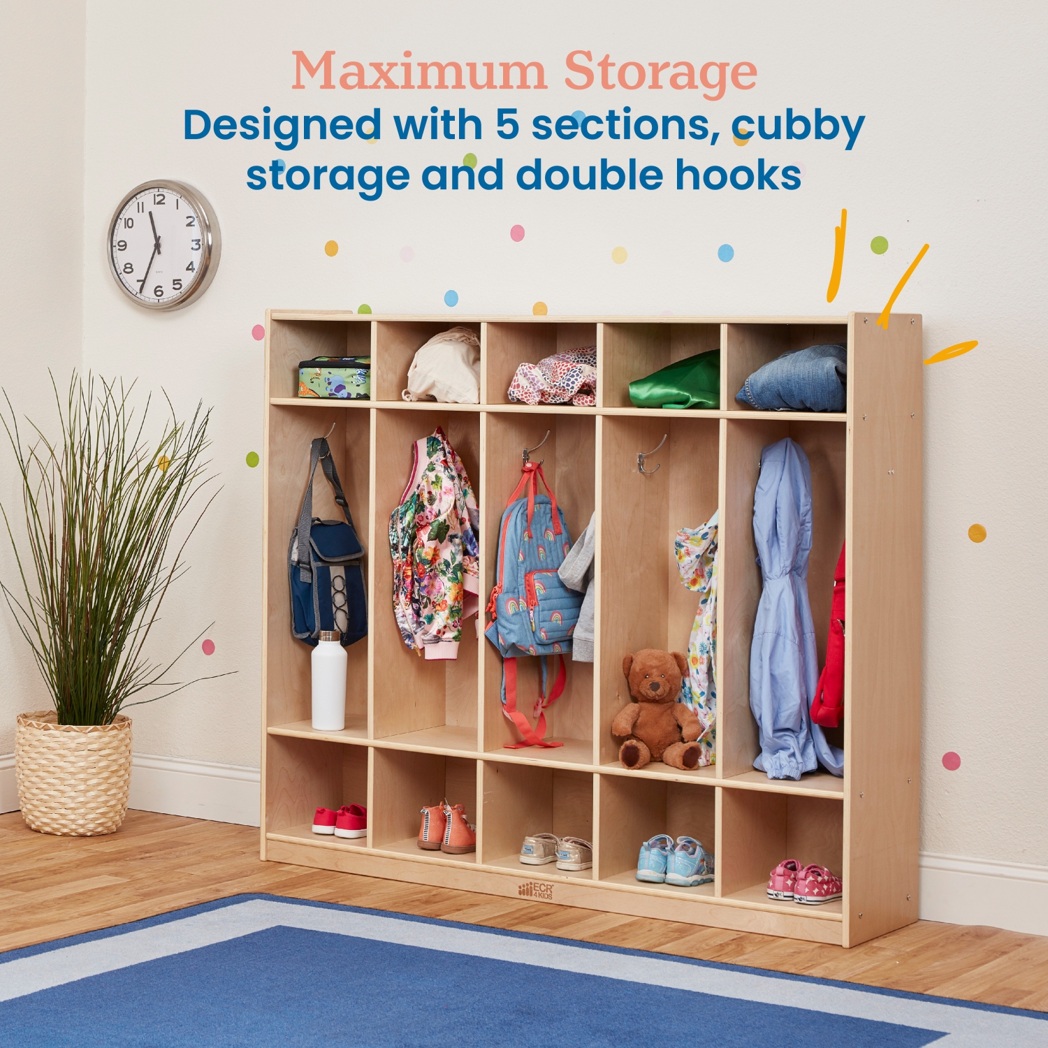 5-Section Straight Coat Locker, Classroom Furniture