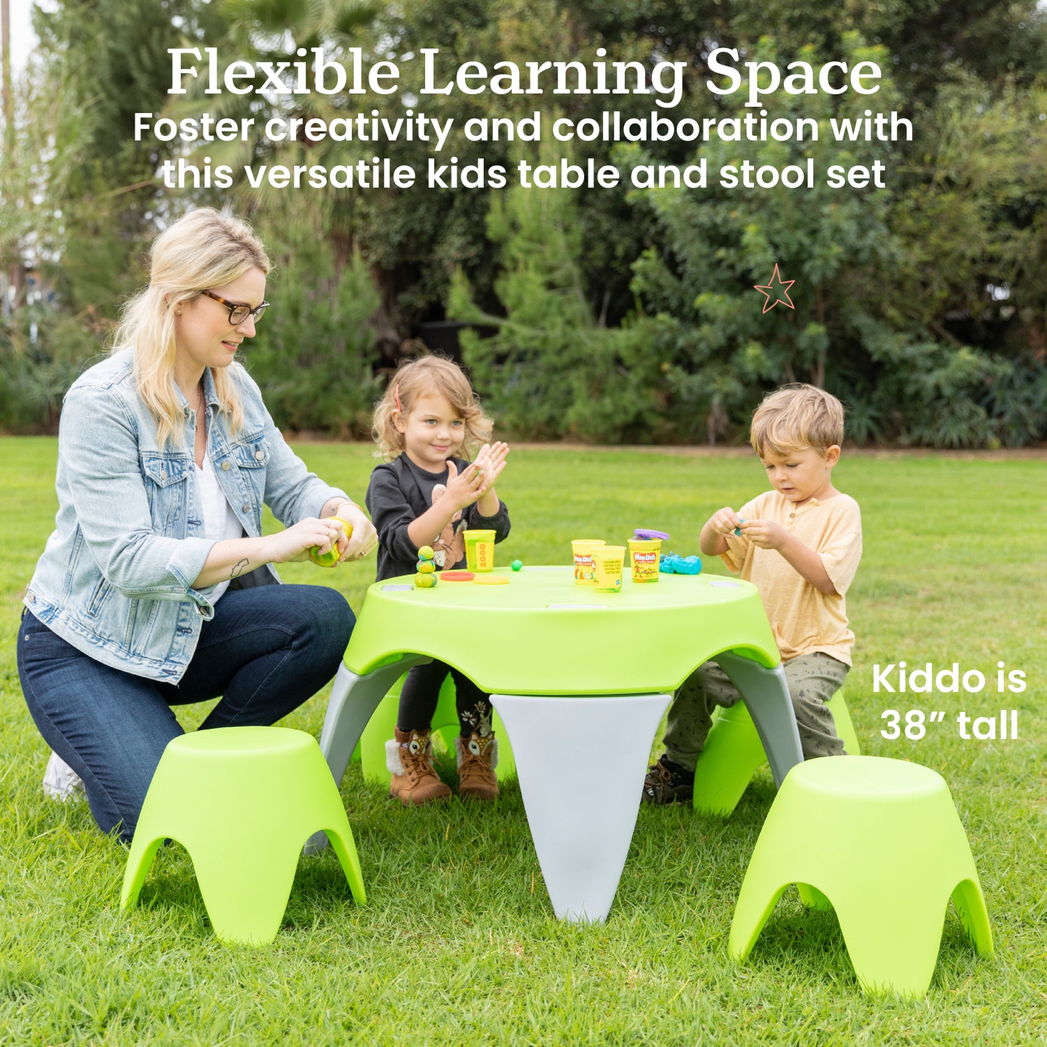 Ayana Table and Stool Set, Kids Furniture, 5-Piece