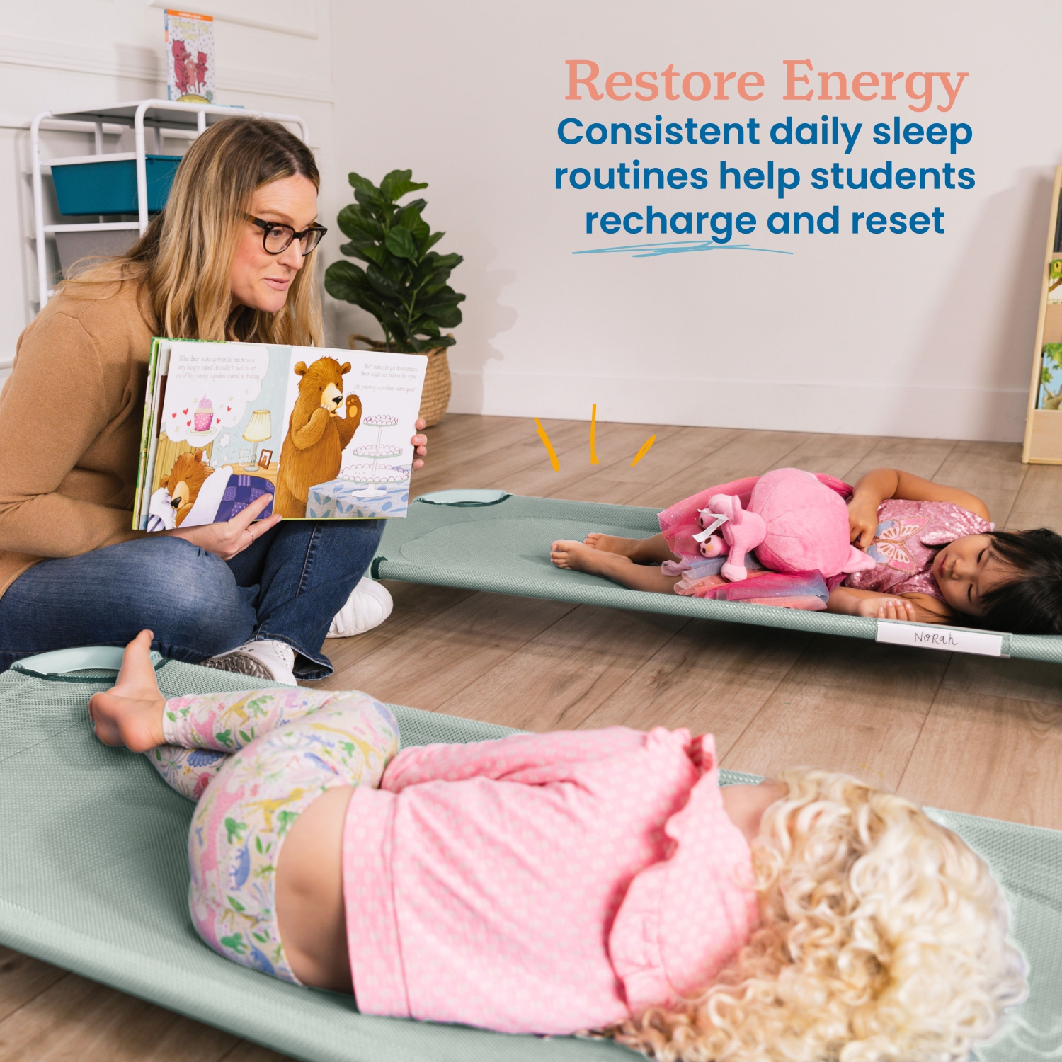 Stackable Cozy Cot with Blanket and Pillow Storage, Ready to Assemble, 6-Pack - Sage Green