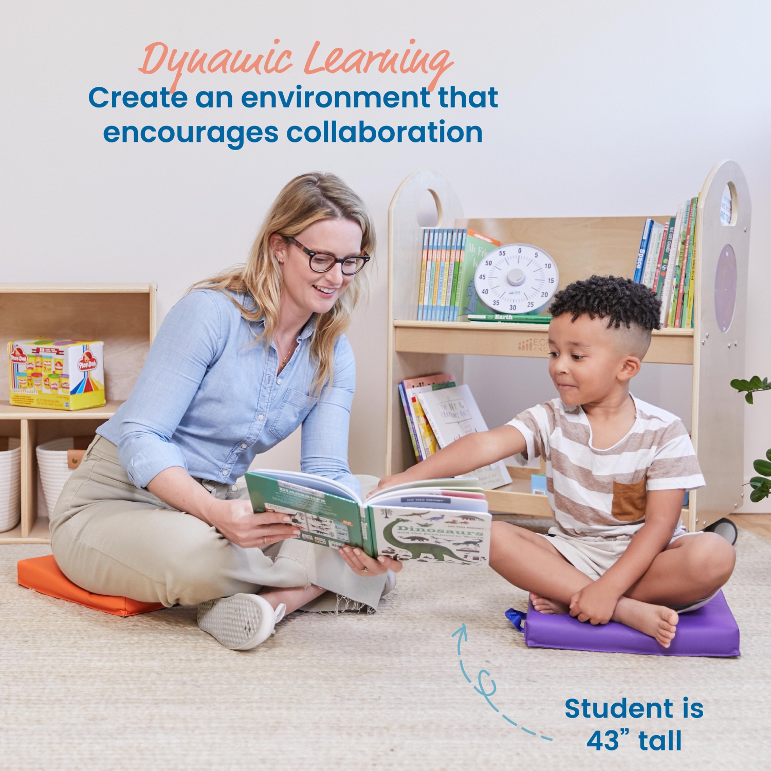 Coussins de plancher carrés avec poignées, siège flexible pour salle de classe, 6 pièces