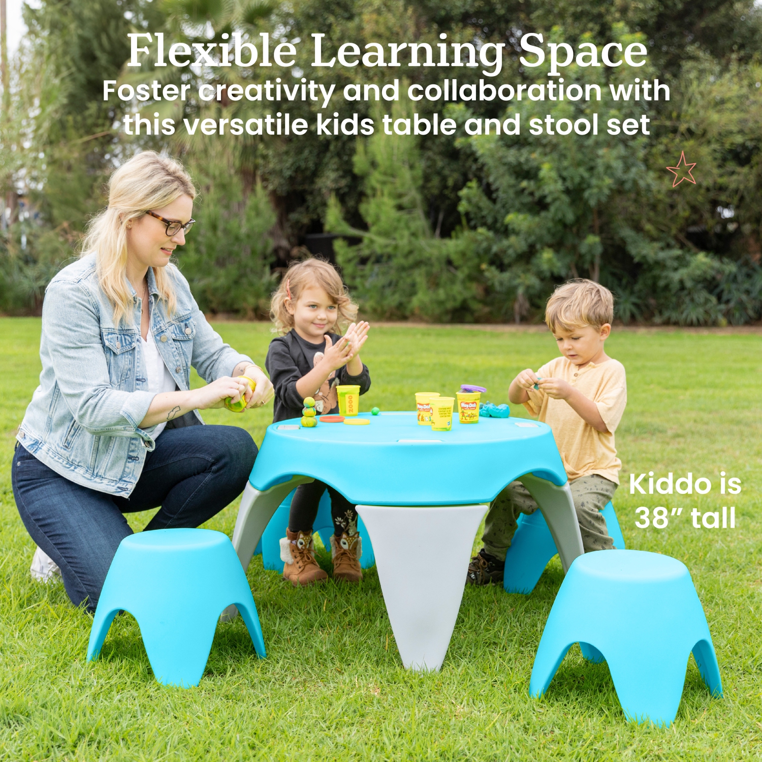 Ensemble avec table et tabouret Ayana, mobilier pour enfants, 5 pièces