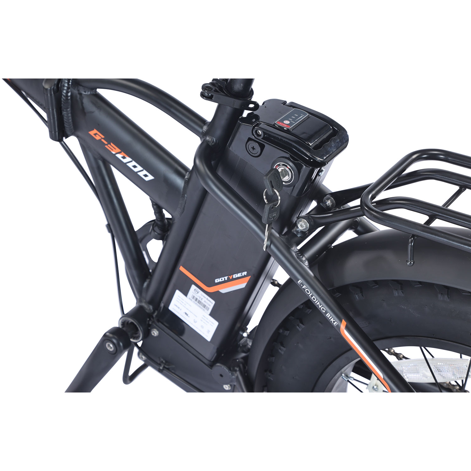 Vélo de promenade électrique repliable à gros pneus PowerPath de GoTyger - Noir