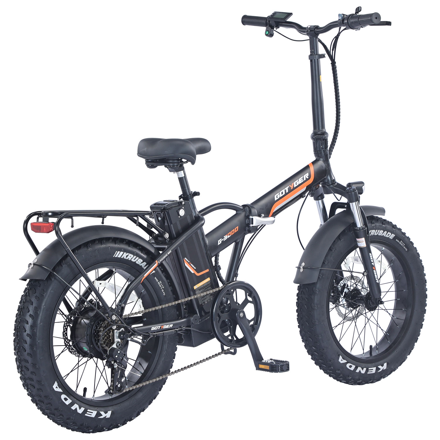 Vélo de promenade électrique repliable à gros pneus PowerPath de GoTyger - Noir