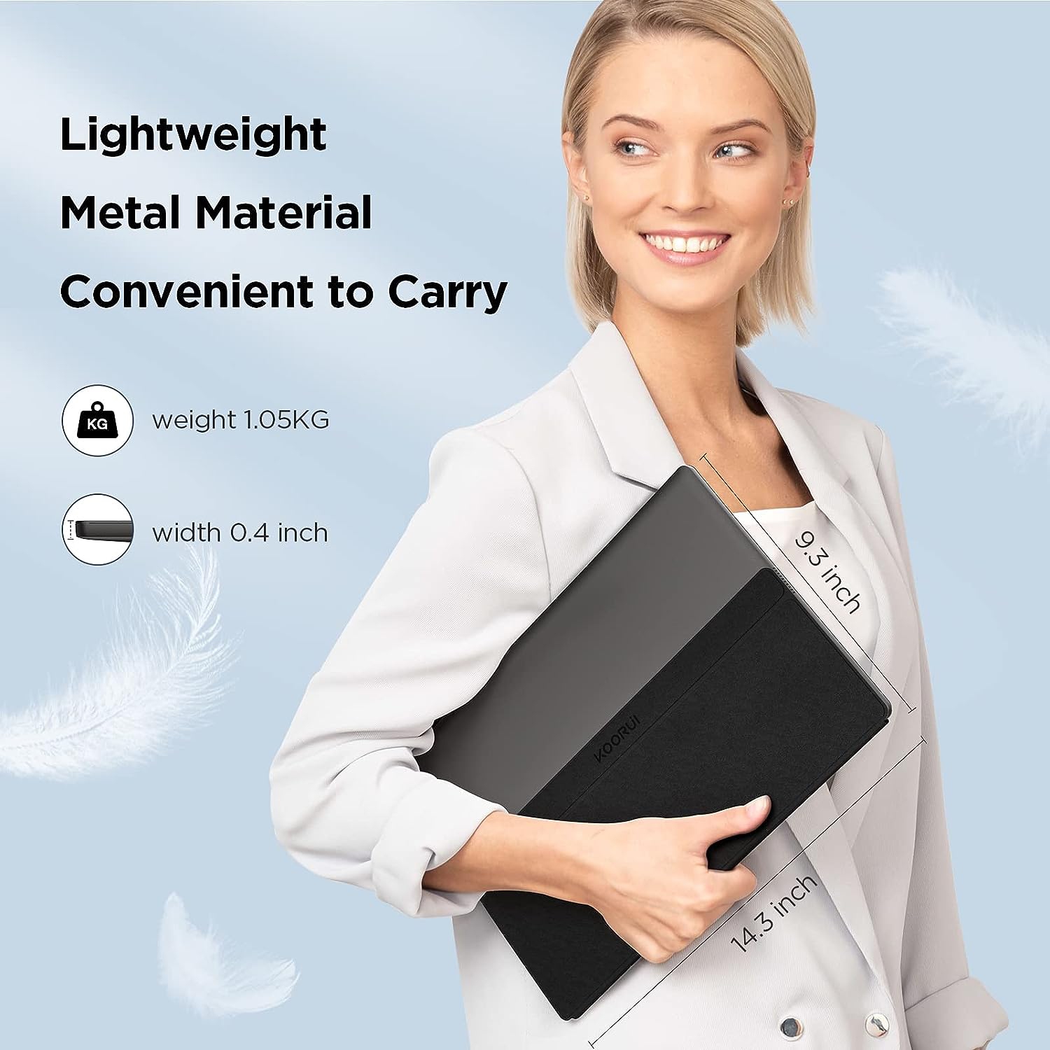 Open Box - KOORUI 15.6 Inch 1080P FHD Portable Monitor with USB-C HDMI w/Protective Cover & Dual Speakers