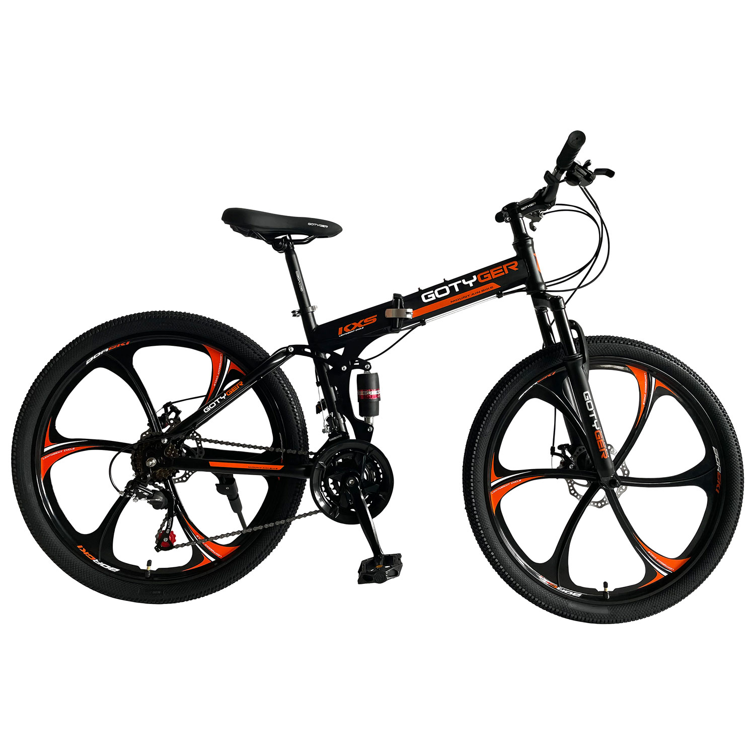 Gotyger 24" 21 Speed Foldable Mountain Bike - Black