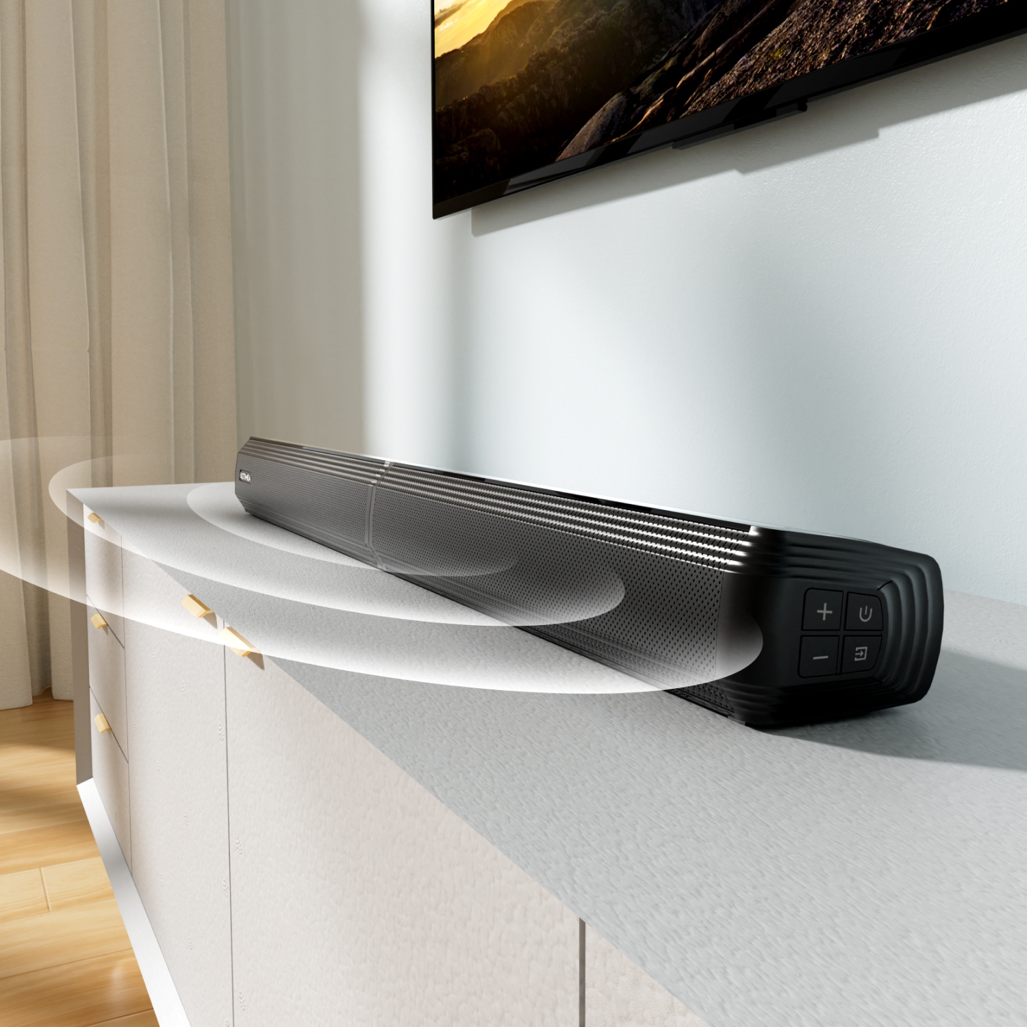ULTIMEA Apollo S50 4.1 Channel Sound Bar with Subwoofer,, 2-in-1 Detachable, Bass Adjustable, 3 EQ Modes, Peak Power 200W