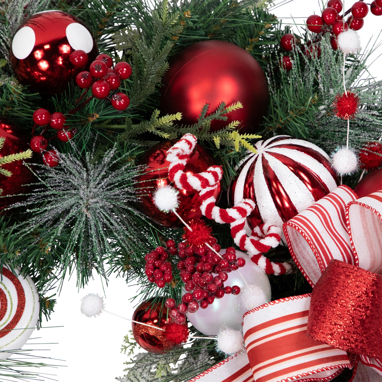 Peppermint Candy Artificial Pine Christmas Wreath - 42" - Unlit