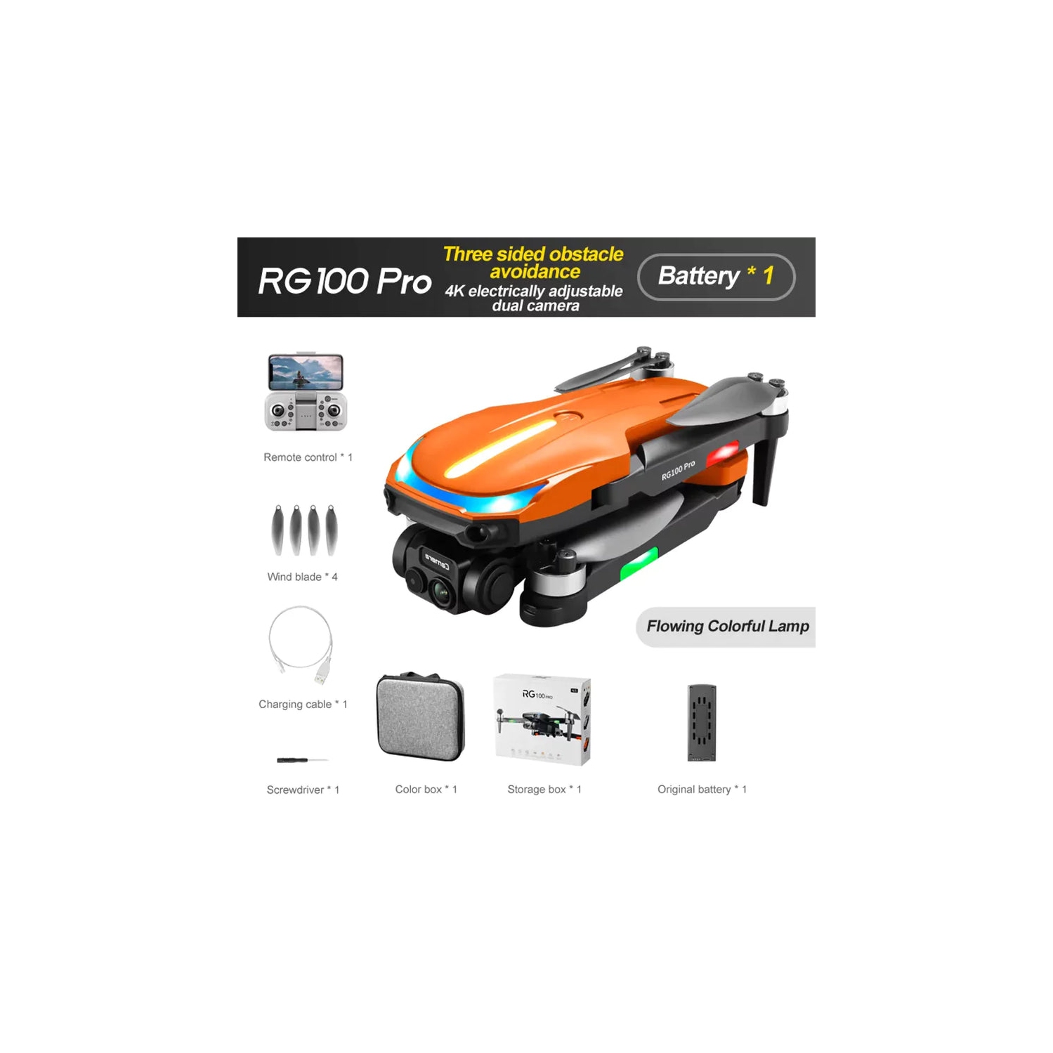 Skyflier RG100 Pro 4K Drone with 4K Camera Drones for adults Obstacle Avoidance WiFi FPV Gesture Control Mini Drones Toys Gifts for Beginners Auto