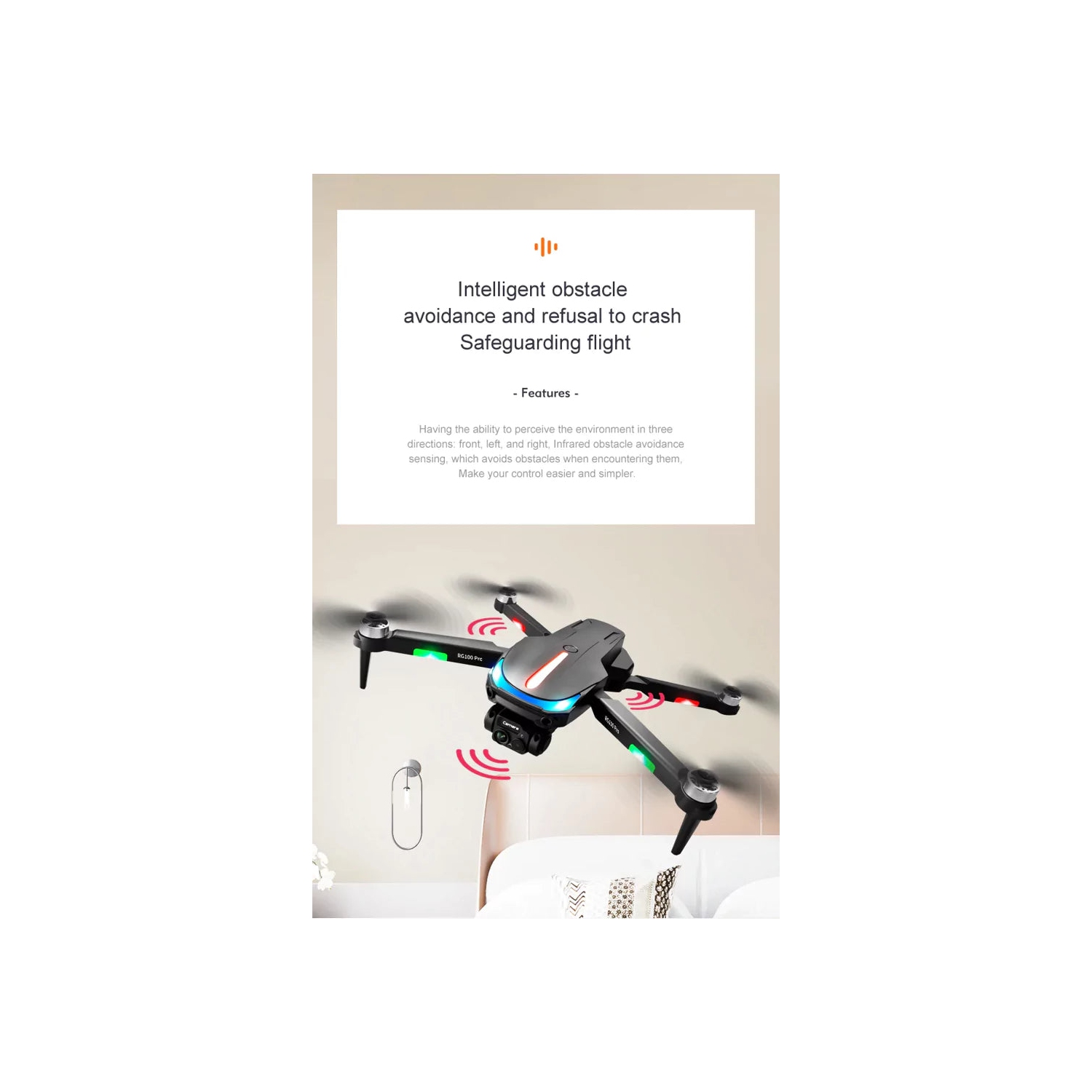 Skyflier RG100 Pro 4K Drone with 4K Camera Drones for adults Obstacle Avoidance WiFi FPV Gesture Control Mini Drones Toys Gifts for Beginners Auto