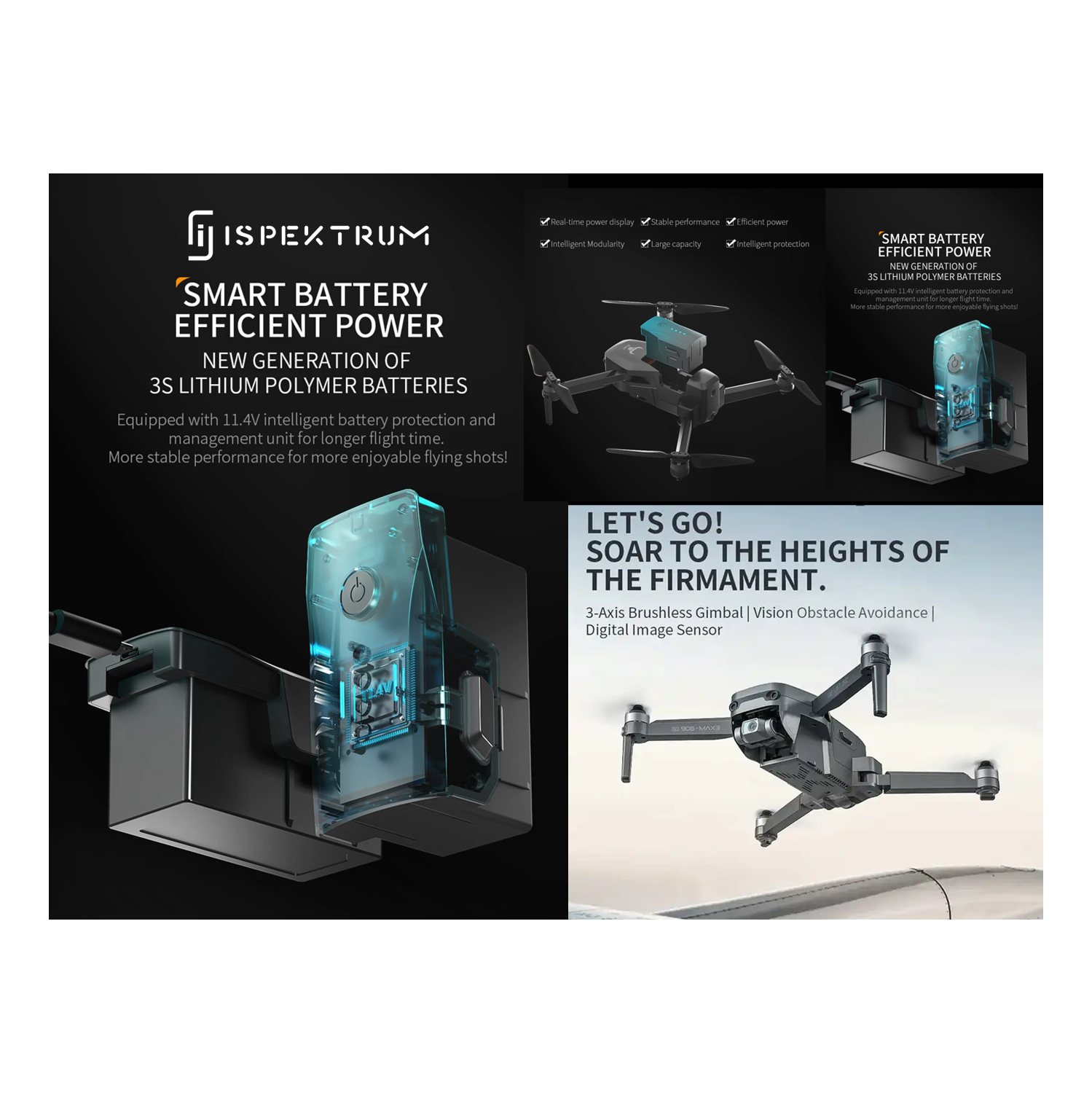 Drone Stealth ISG906 Max avec caméra 4K plans verticaux cardan 3 axes drones pour adultes évitement des obstacles avec contrôle gestuel Mini drones