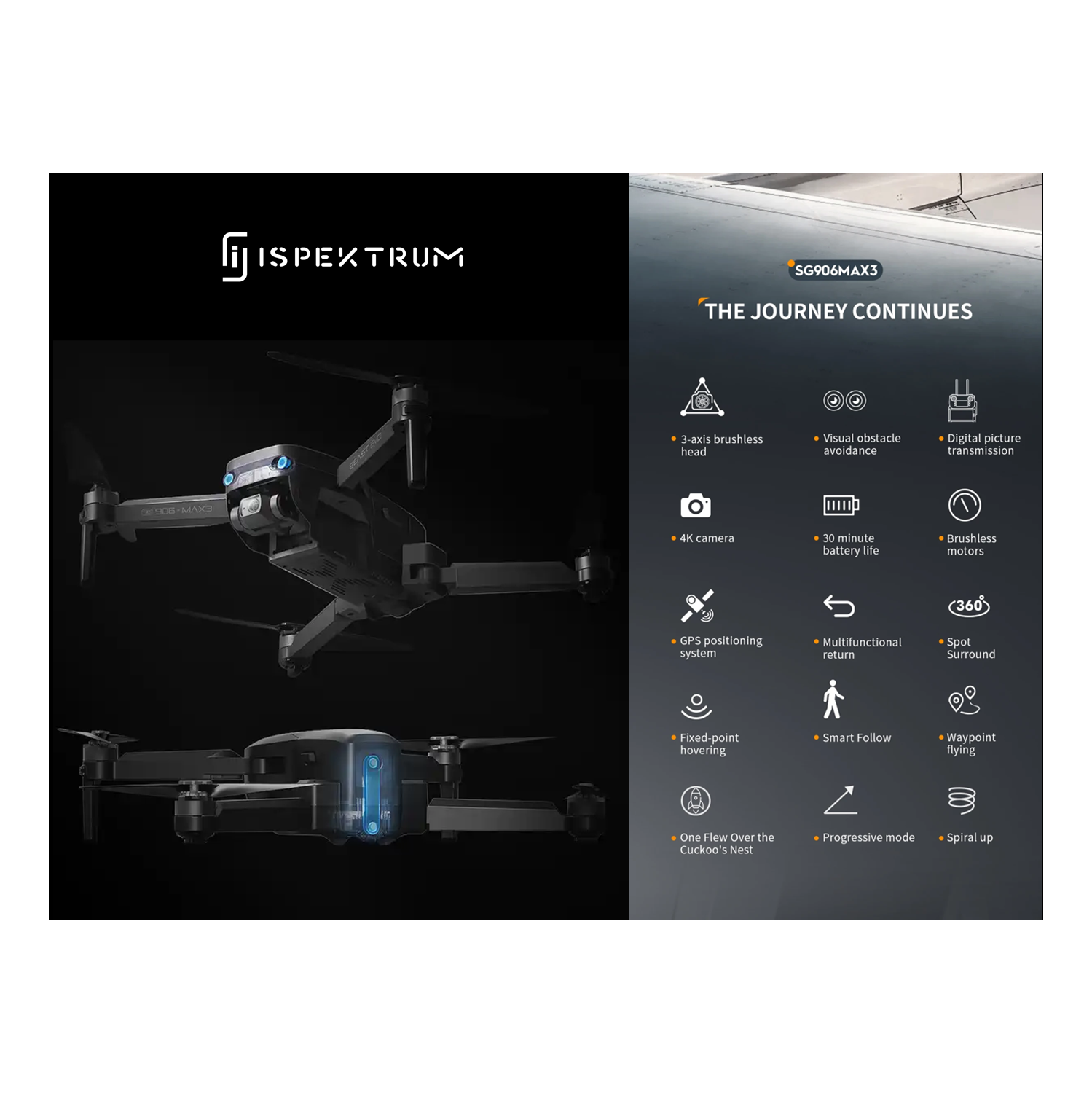 Drone Stealth ISG906 Max avec caméra 4K plans verticaux cardan 3 axes drones pour adultes évitement des obstacles avec contrôle gestuel Mini drones