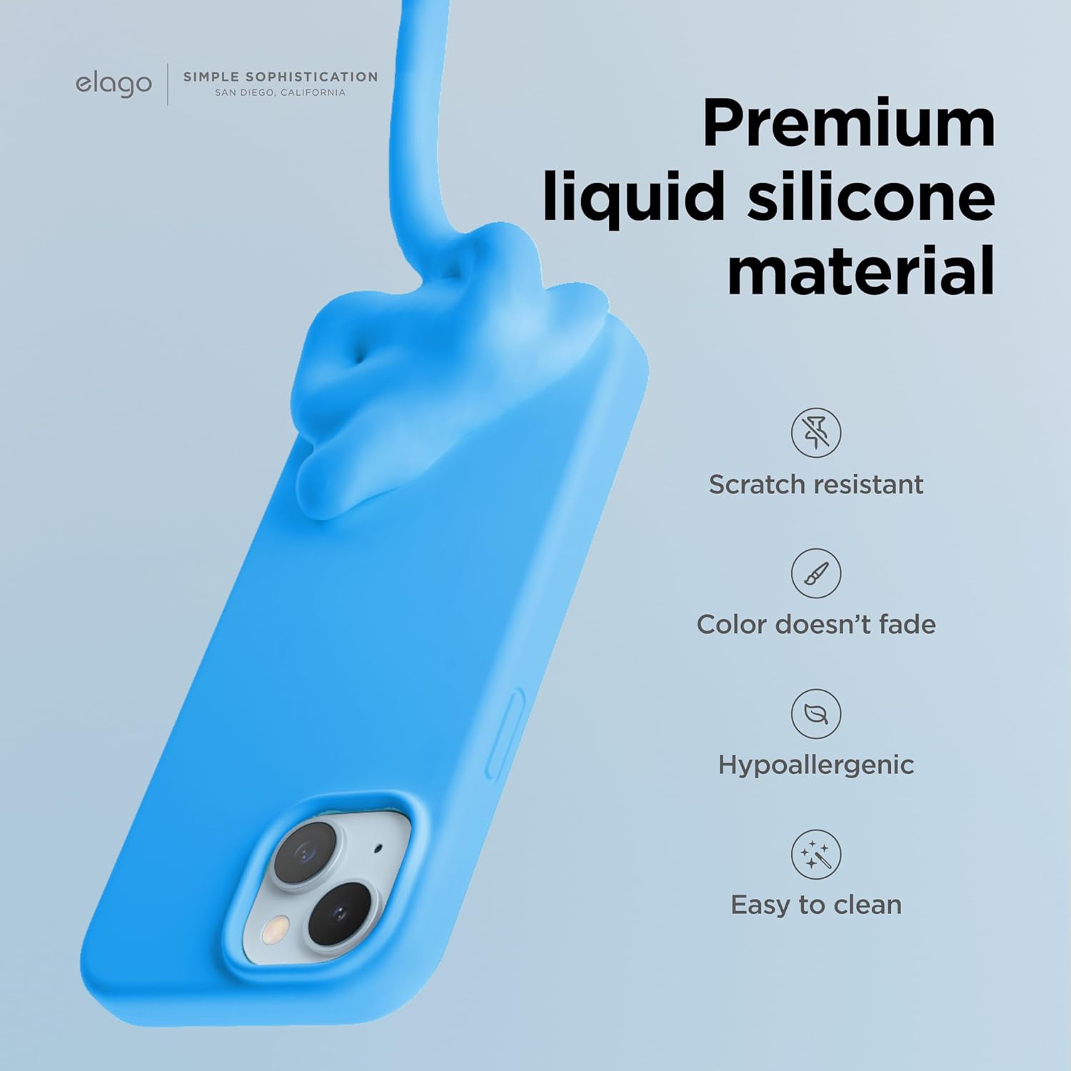 elago Compatible with iPhone 15 Case, Liquid Silicone Case, Full Body Protective Cover, Shockproof, Slim Phone Case, Anti-Scratch Soft Microfiber