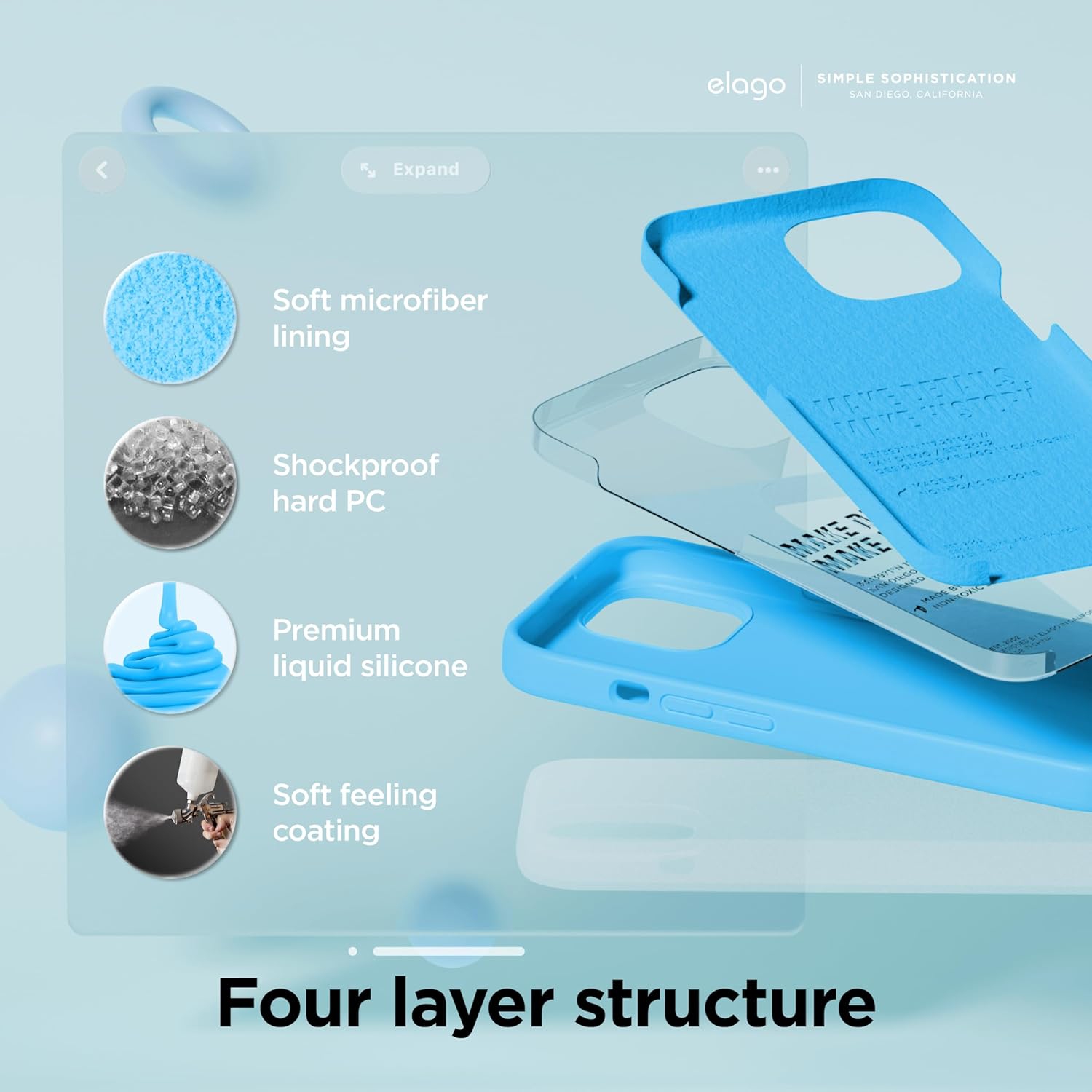 elago Compatible with iPhone 15 Case, Liquid Silicone Case, Full Body Protective Cover, Shockproof, Slim Phone Case, Anti-Scratch Soft Microfiber