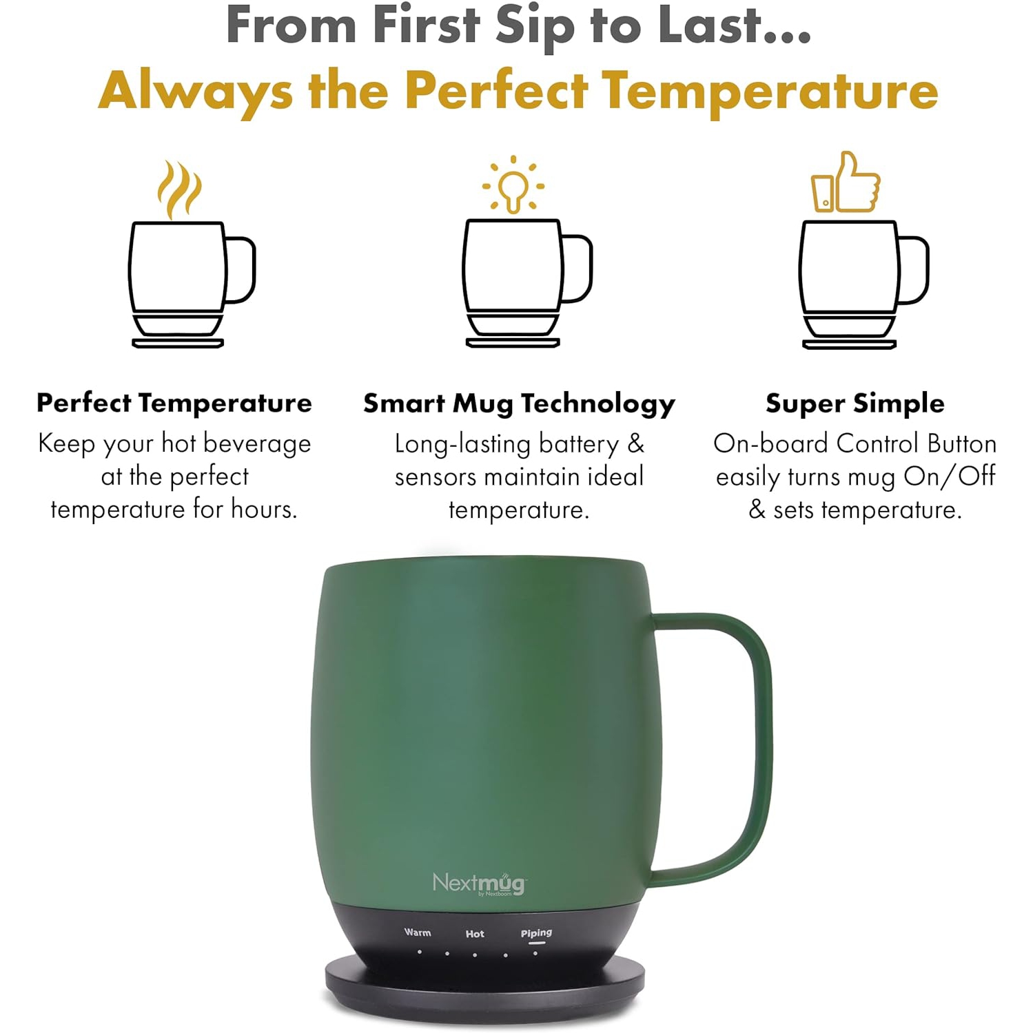 Nextmug - Temperature-Controlled, Self-Heating Coffee Mug