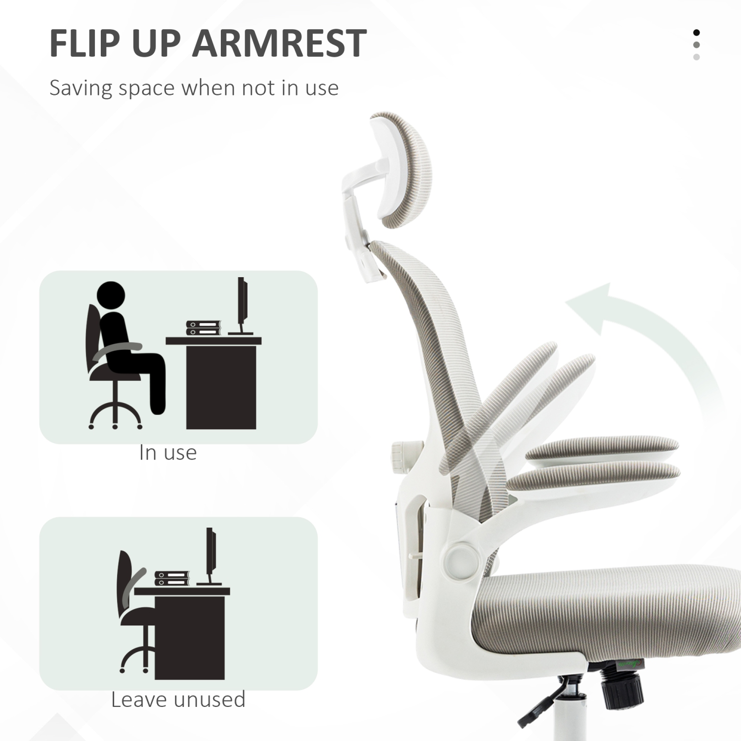 Vinsetto High Back Ergonomic Office Chair with Adjustable Headrest, Mesh Computer Desk Chair with Flip-up Armrest, 4D Lumbar Support, Tilt Function,