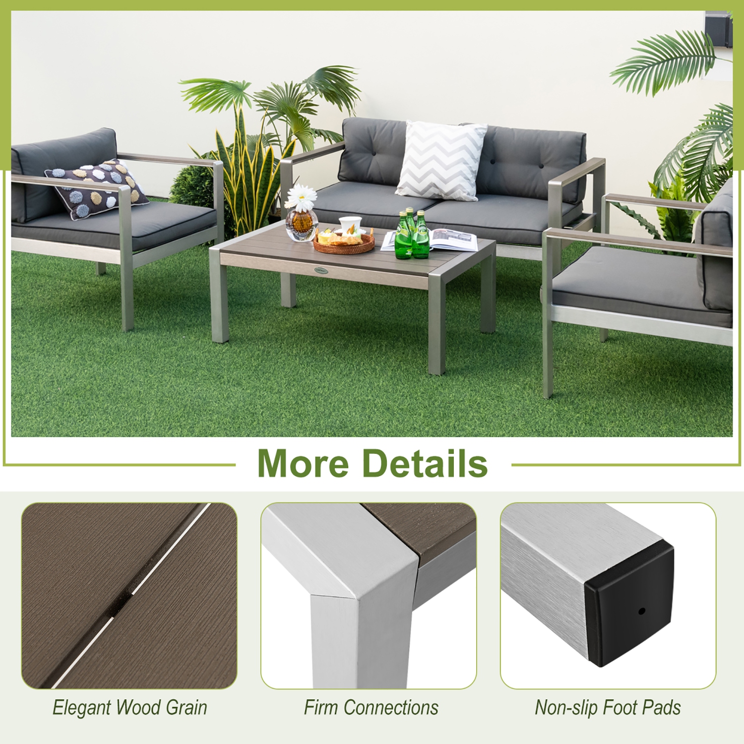 Gymax 4 pieces patio furniture set conversation set patio furniture outdoor conversation set