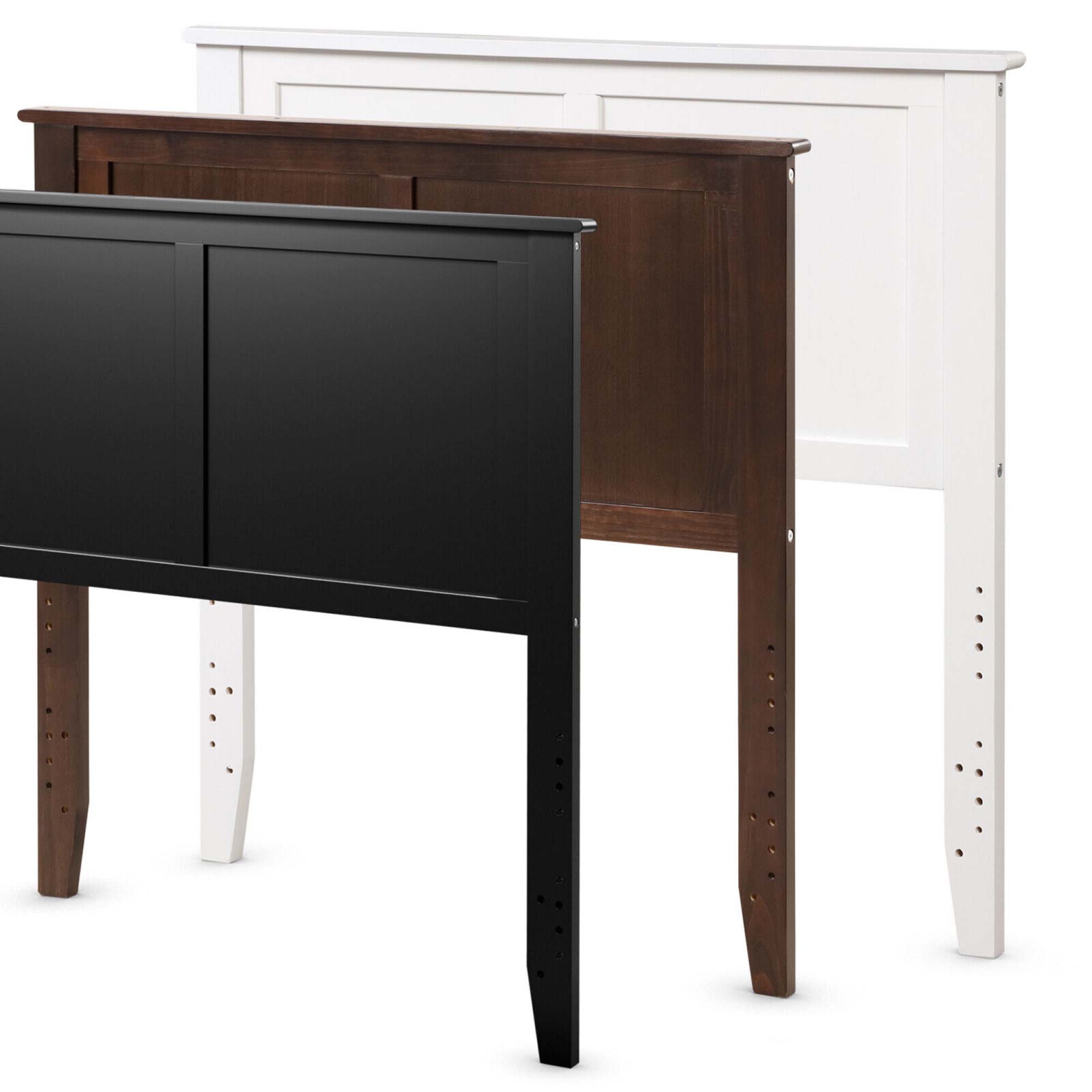 Gymax Twin Wood Headboard Flat Panel Pre-drilled Holes Height Adjustment