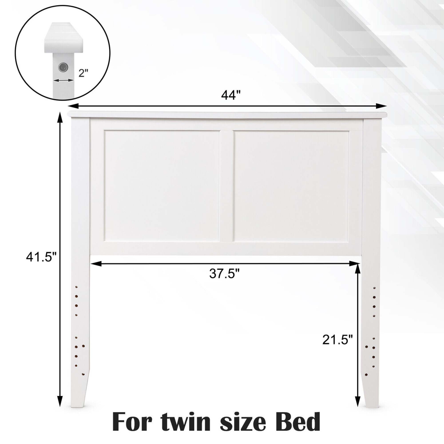 Gymax Twin Wood Headboard Flat Panel Pre-drilled Holes Height Adjustment