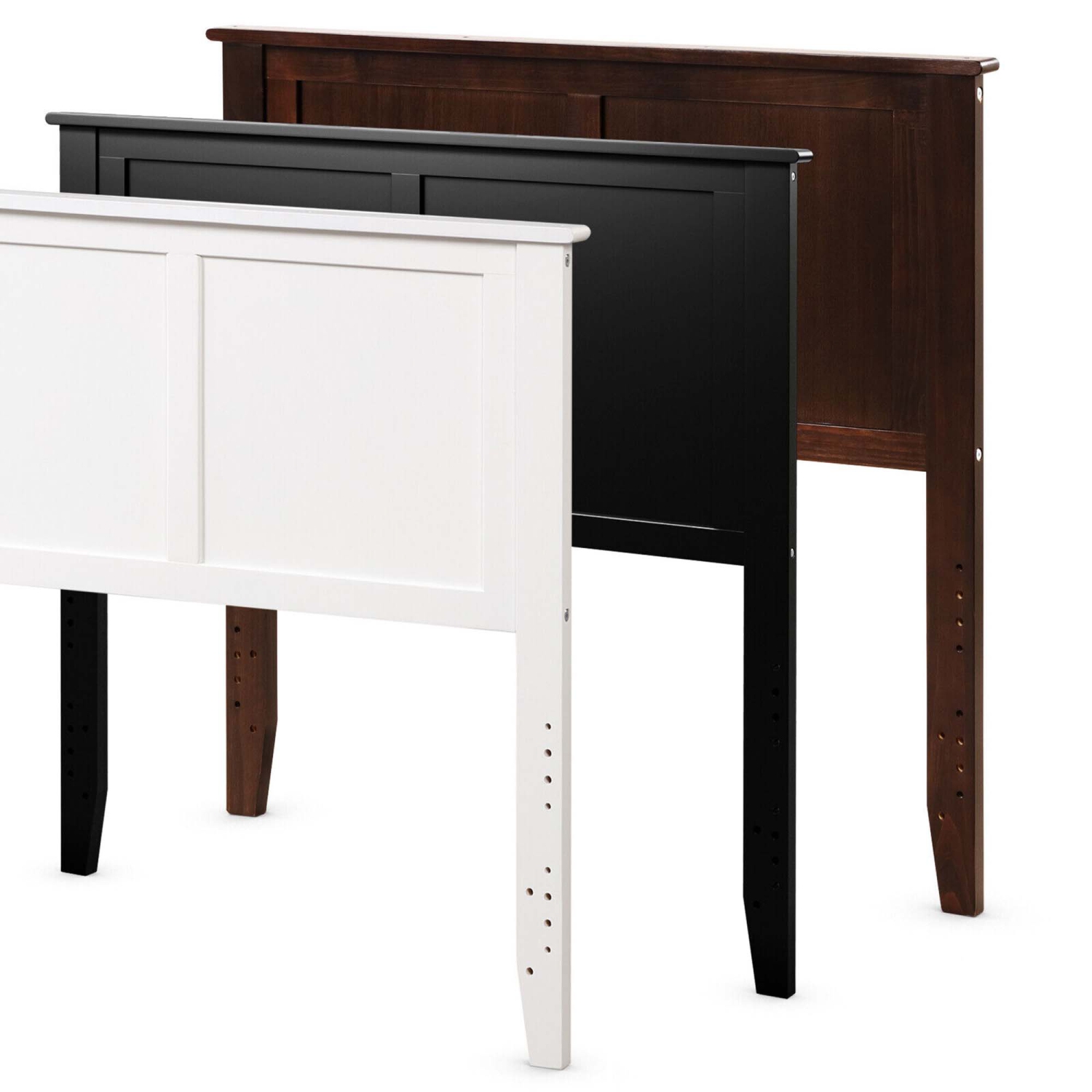 Gymax Twin Wood Headboard Flat Panel Pre-drilled Holes Height Adjustment