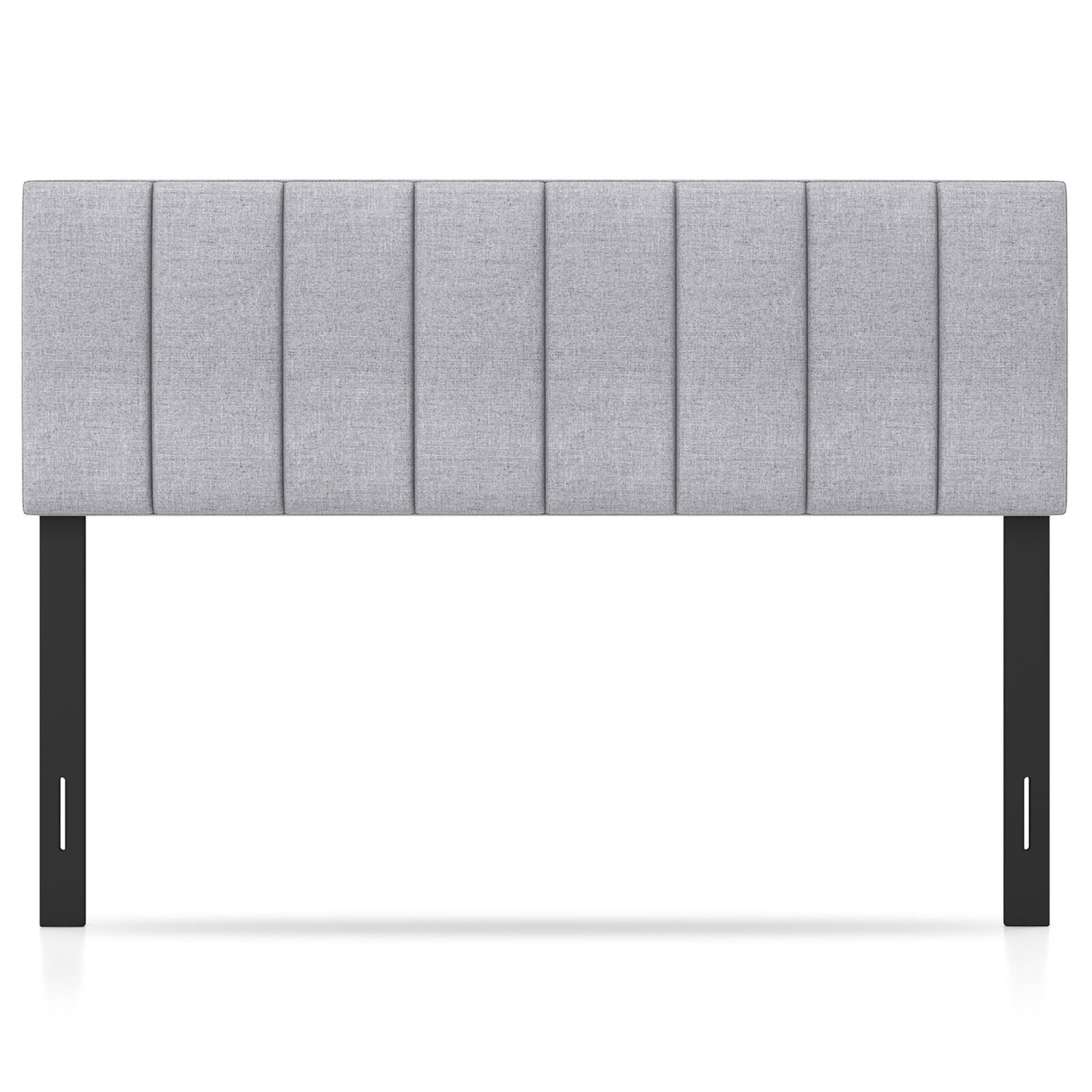 Gymax Linen Upholstered Headboard Vertical Channel Tufted Wood Leg for Full/Queen Gray