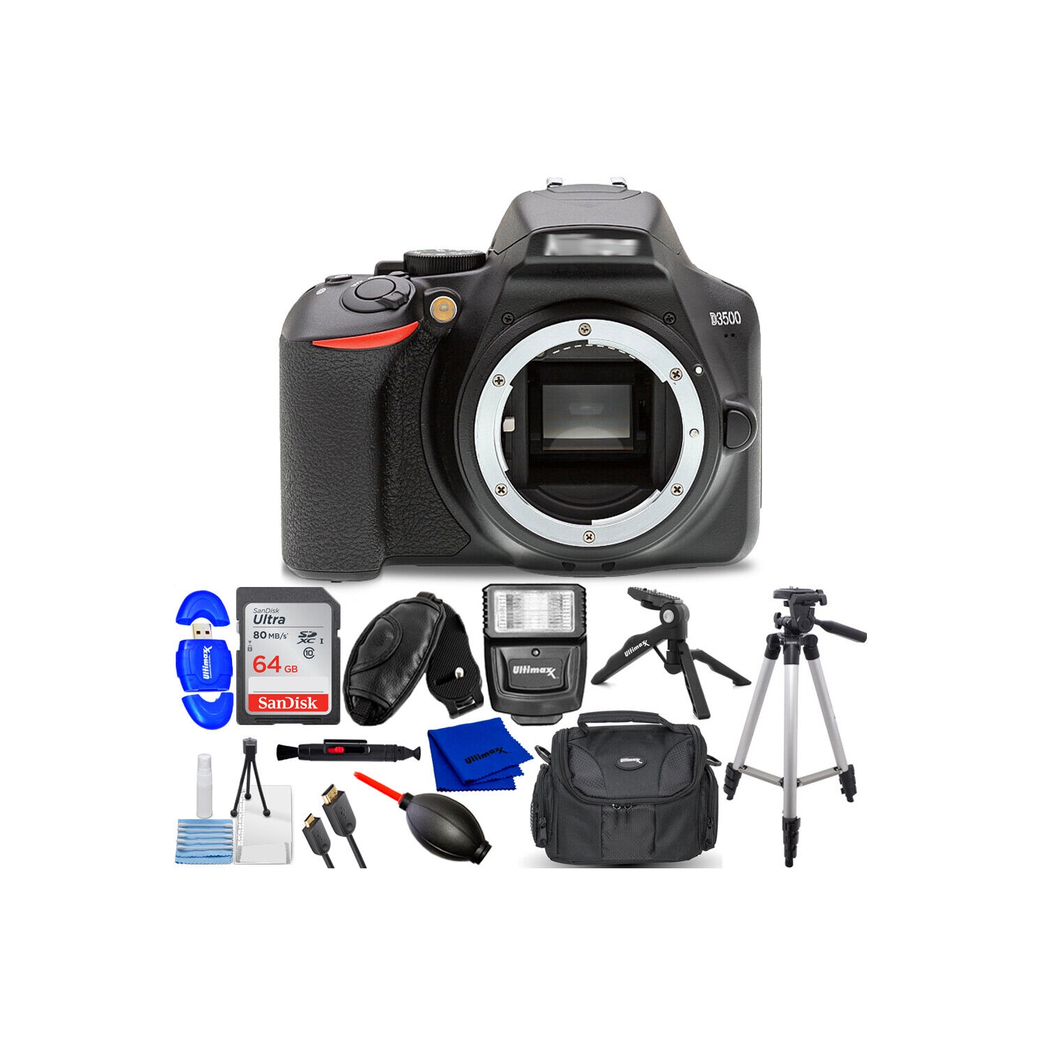 Nikon D3500 24.2MP DSLR Camera - 10PC Accessory Bundle