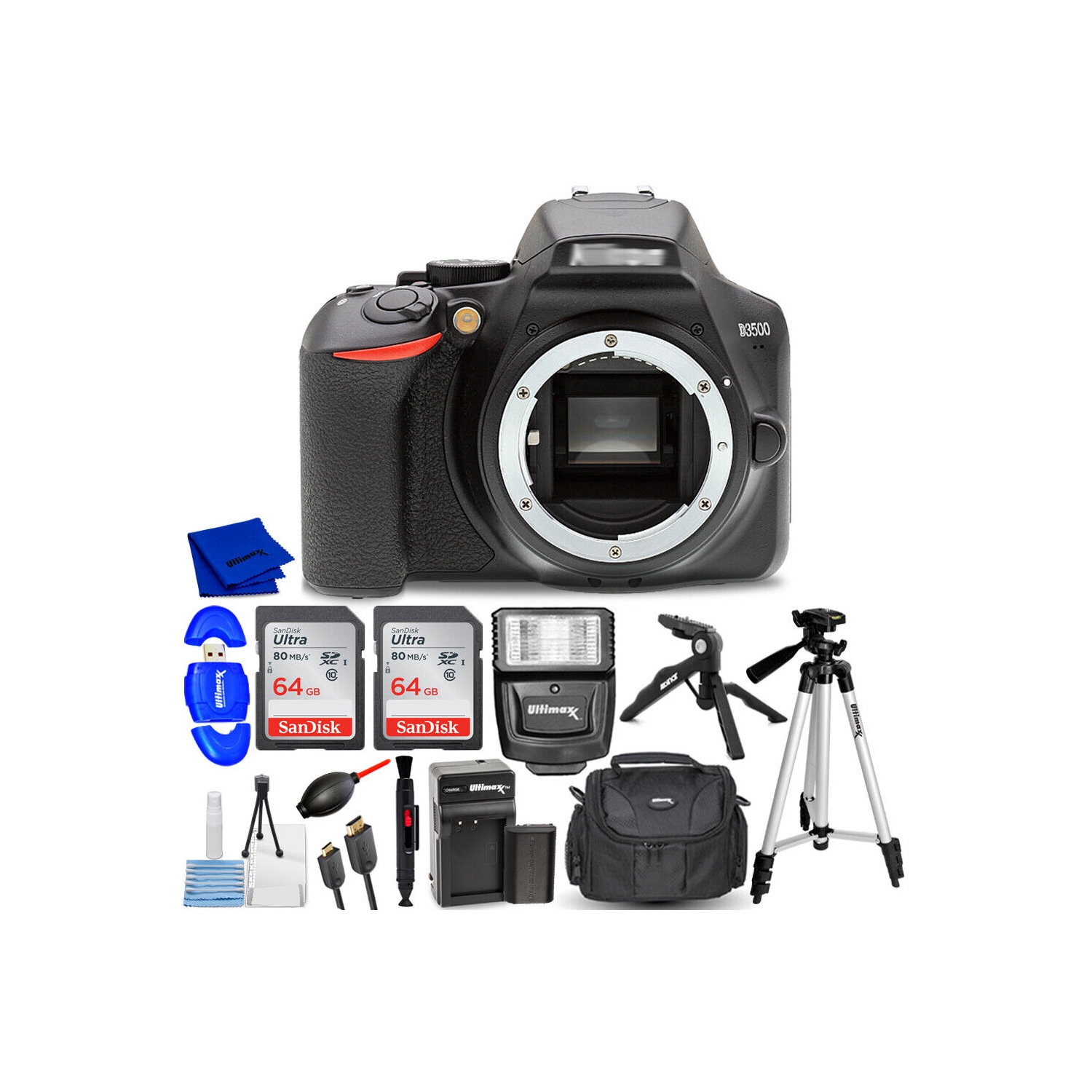 Nikon D3500 24.2MP DSLR Camera - 15PC Accessory Bundle