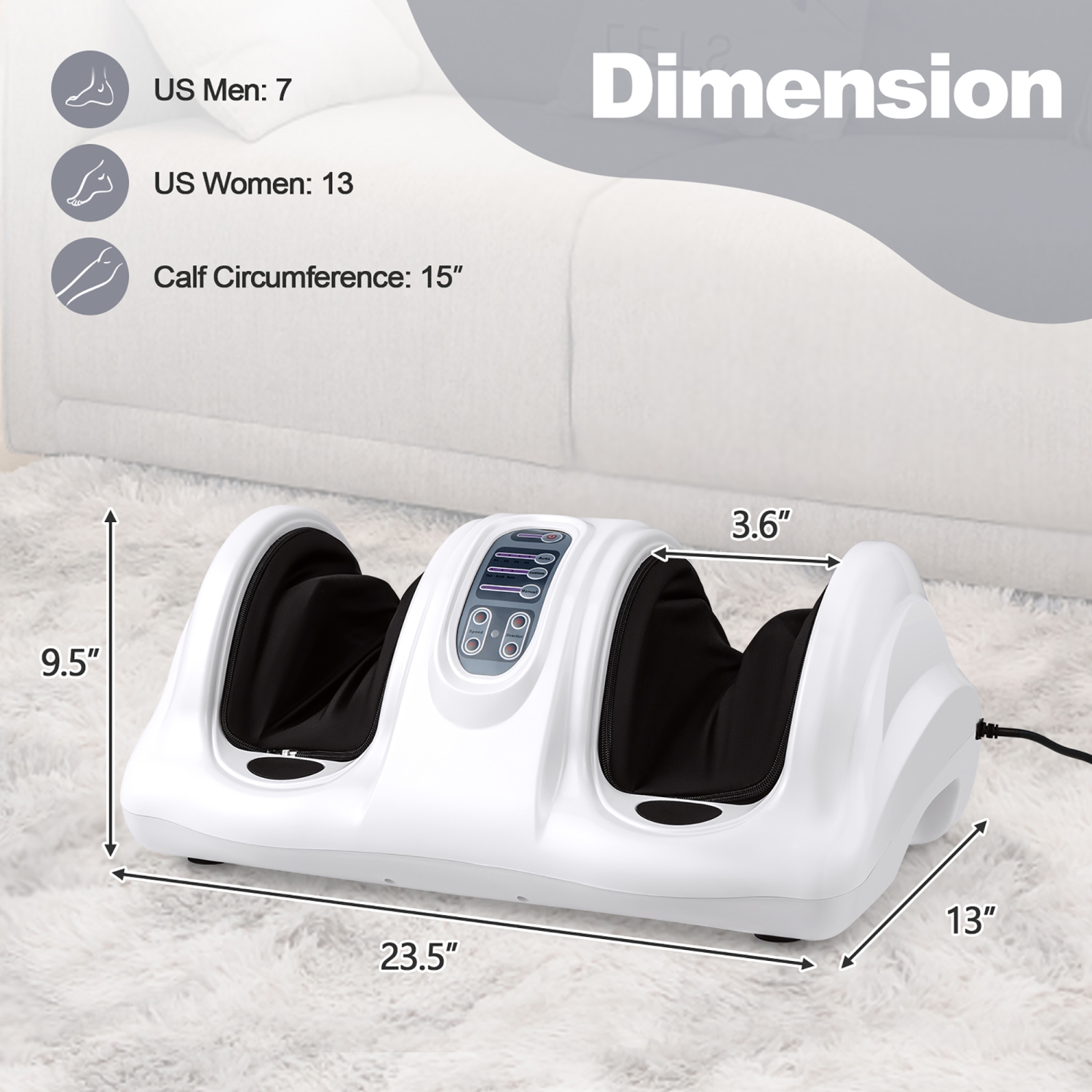 Gymax Rolling Foot Massager Shiatsu Foot Massage Machine w/ Remote Control White