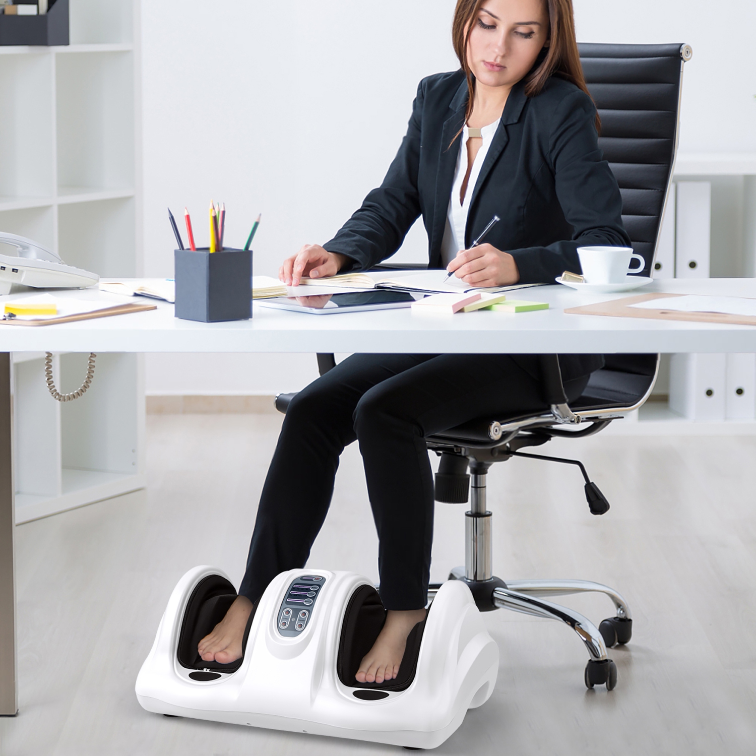 Gymax Rolling Foot Massager Shiatsu Foot Massage Machine w/ Remote Control White