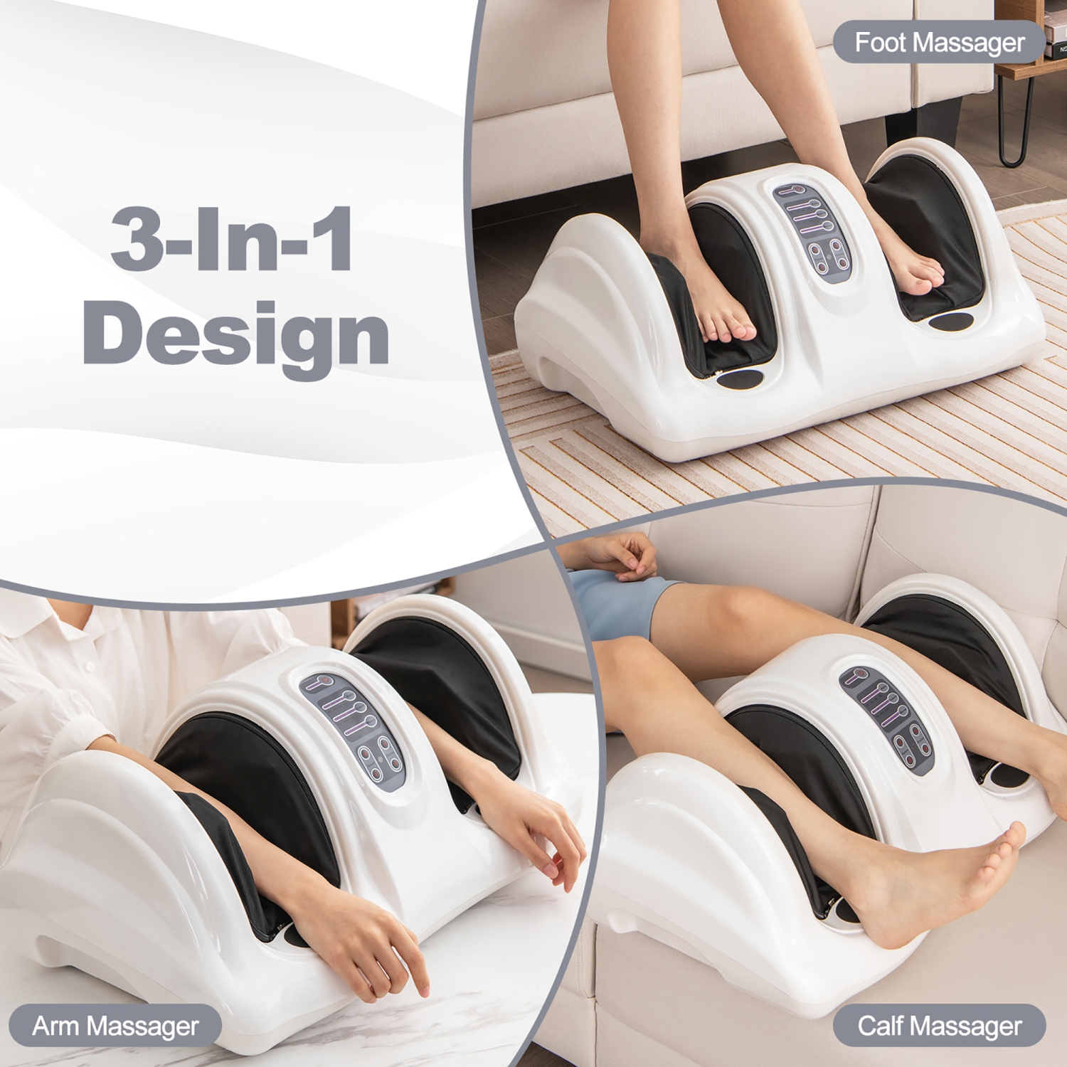 Gymax Rolling Foot Massager Shiatsu Foot Massage Machine w/ Remote Control White
