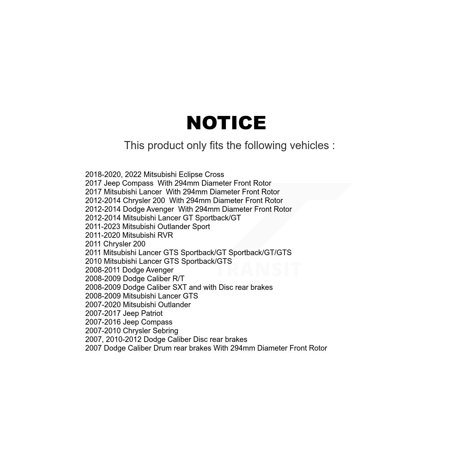 Front Brake Rotor Pair For Mitsubishi Jeep RVR Outlander Patriot Lancer Dodge Chrysler 200 K8-100237