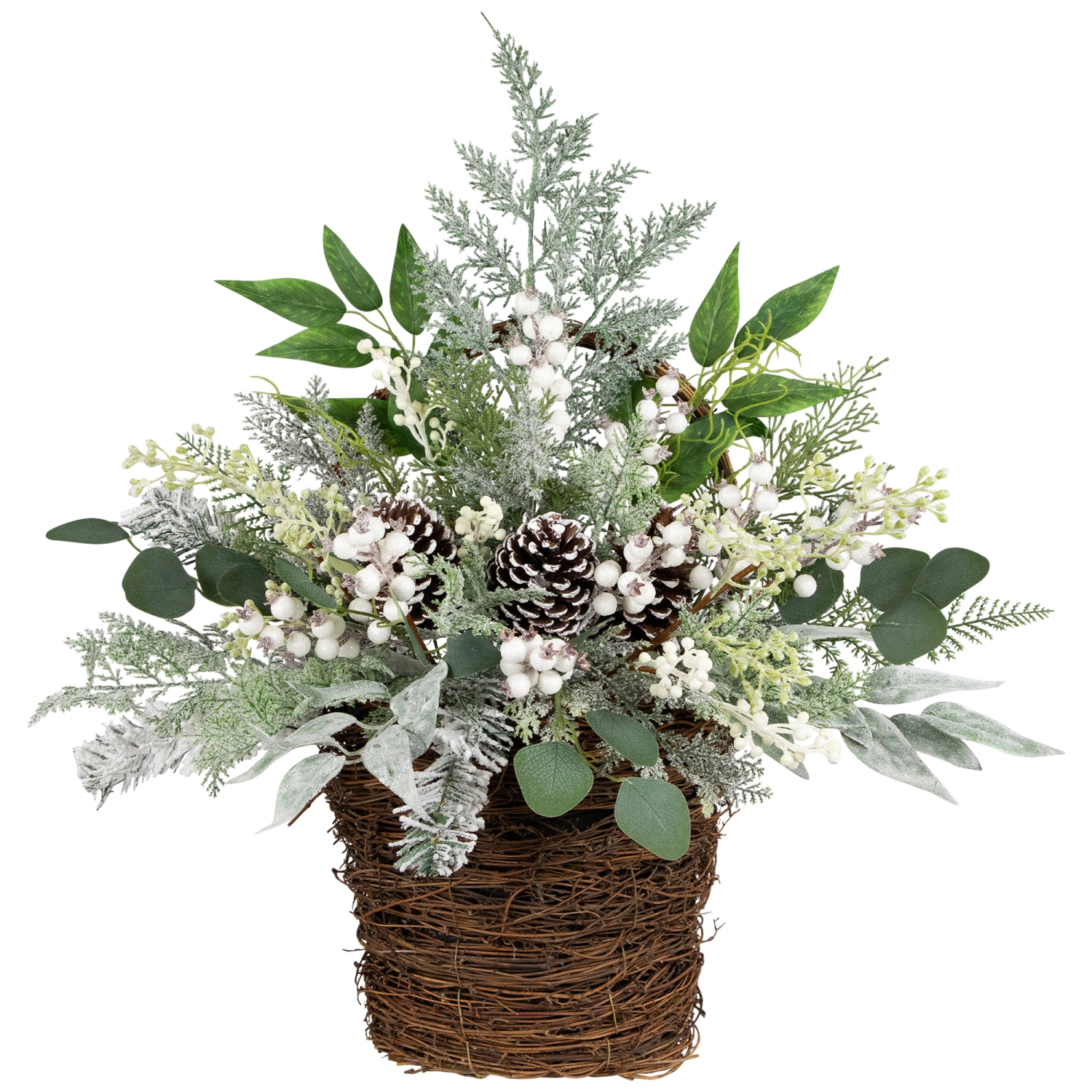Berries and Pinecones Frosted Artificial Christmas Decoration - 28"