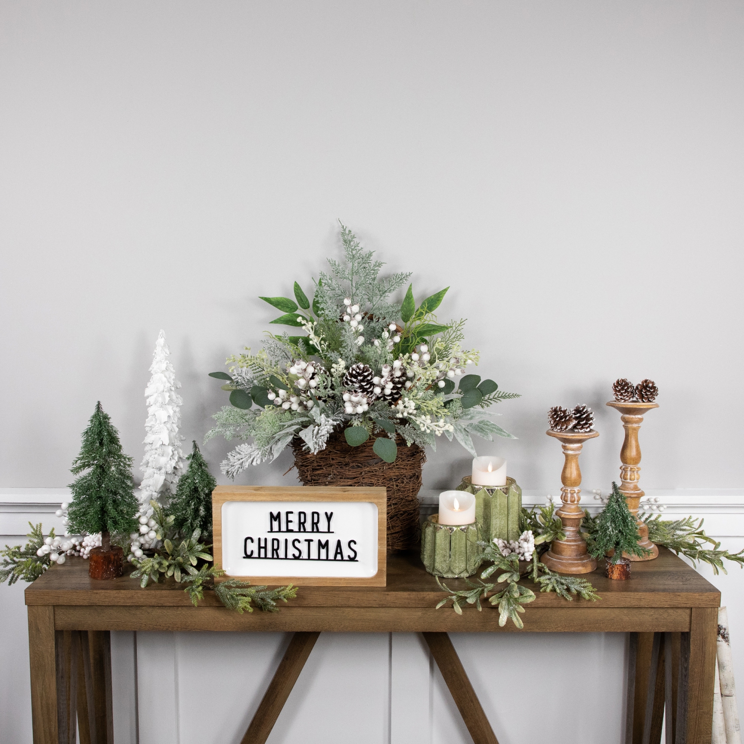 Berries and Pinecones Frosted Artificial Christmas Decoration - 28"